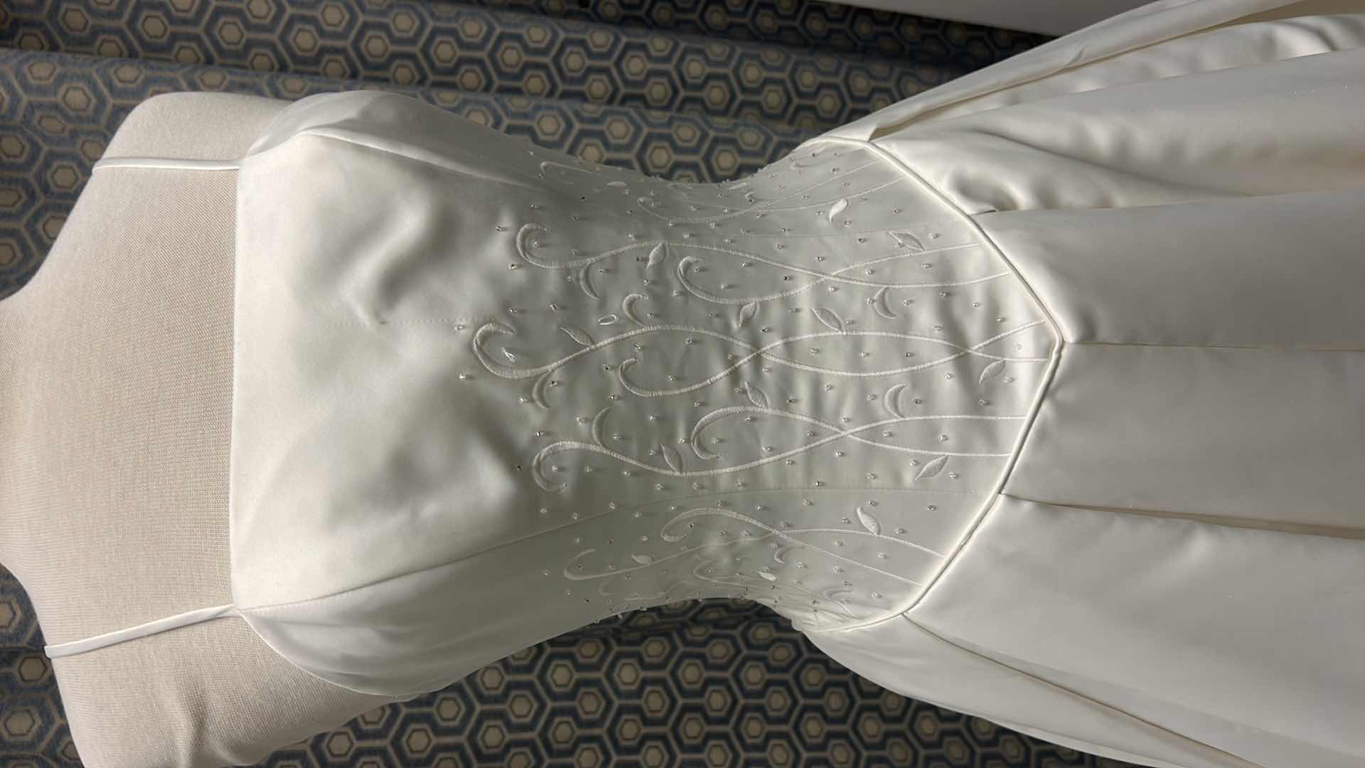 Photo 1 of BRIDAL GOWN, PALOMA BLANCA , SATIN GOWN, FULL SKIRT, SPAGHETTI STRAPS, IVORY, SIZE 8. 