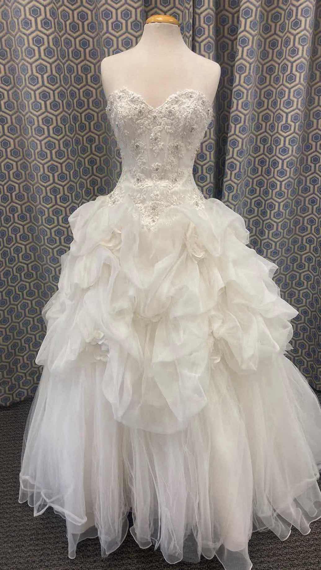 Photo 1 of BRIDAL GOWN “MADELINE GARDNER” STRAPLESS ORGANZA & TULE w EMBROIDERY & RHINESTONES ON TOP SIZE 8-10