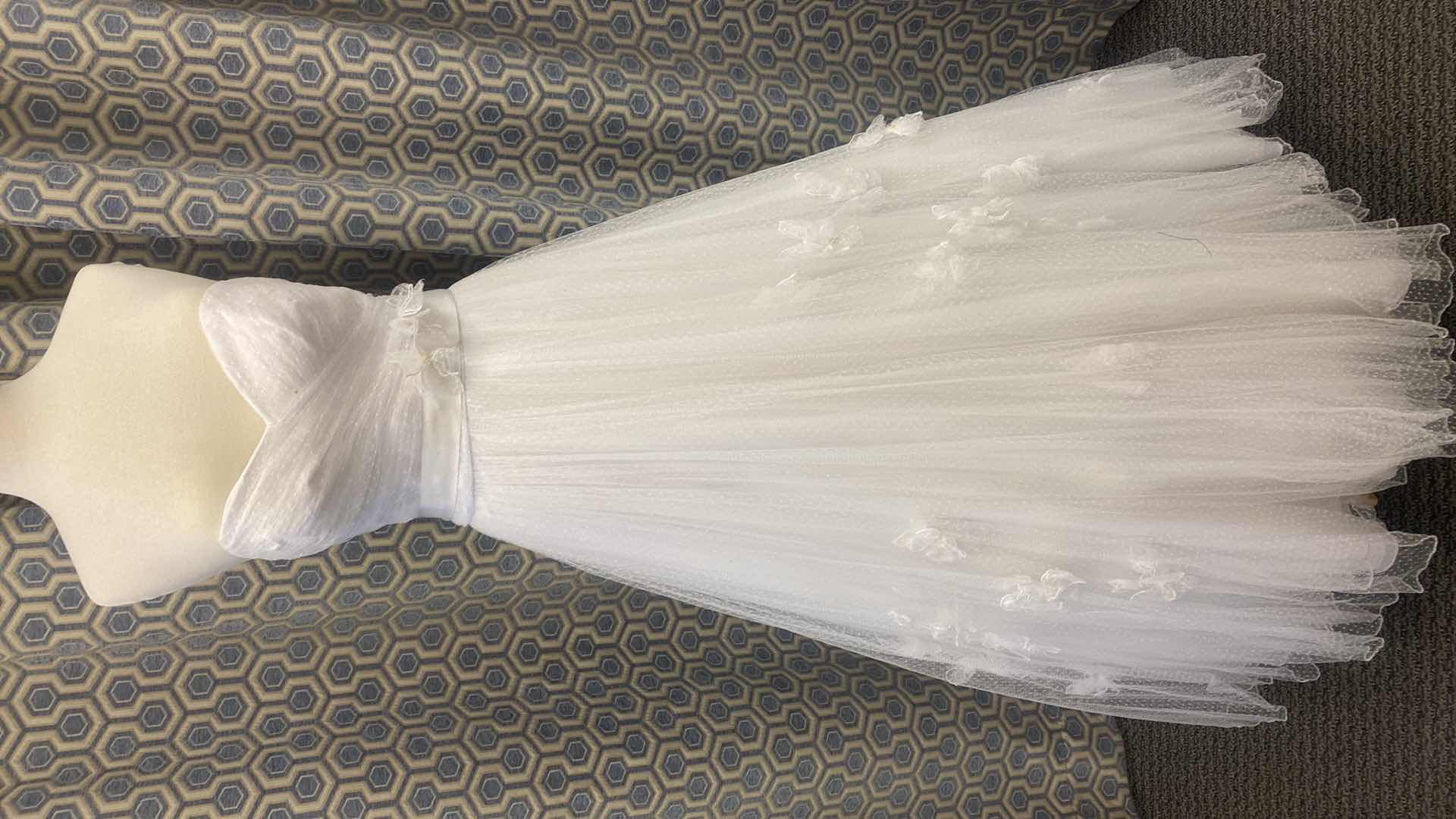 Photo 1 of BRIDAL GOWN “WATTERS” WHITE STRAPLESS FULL A-LINE w TULLE & FLOWERS SIZE 10