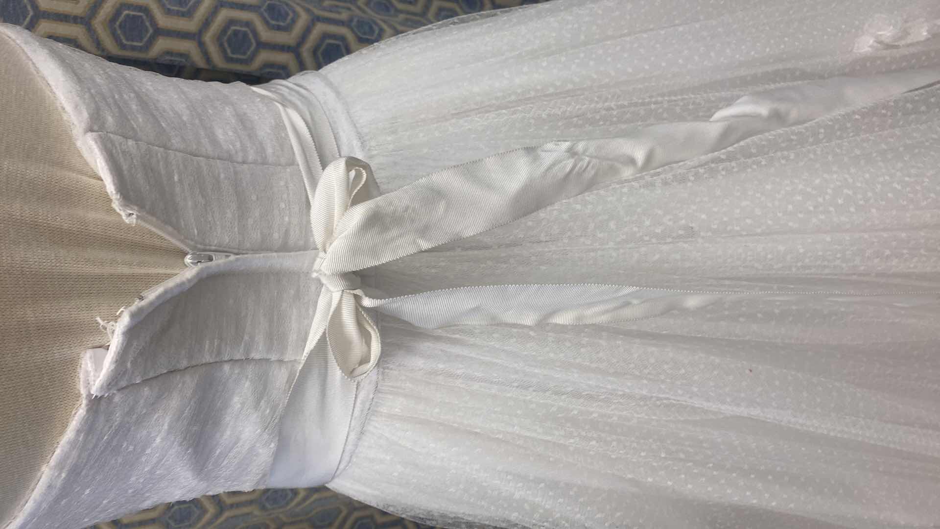 Photo 1 of BRIDAL GOWN “WATTERS” WHITE STRAPLESS FULL A-LINE w TULLE & FLOWERS SIZE 10