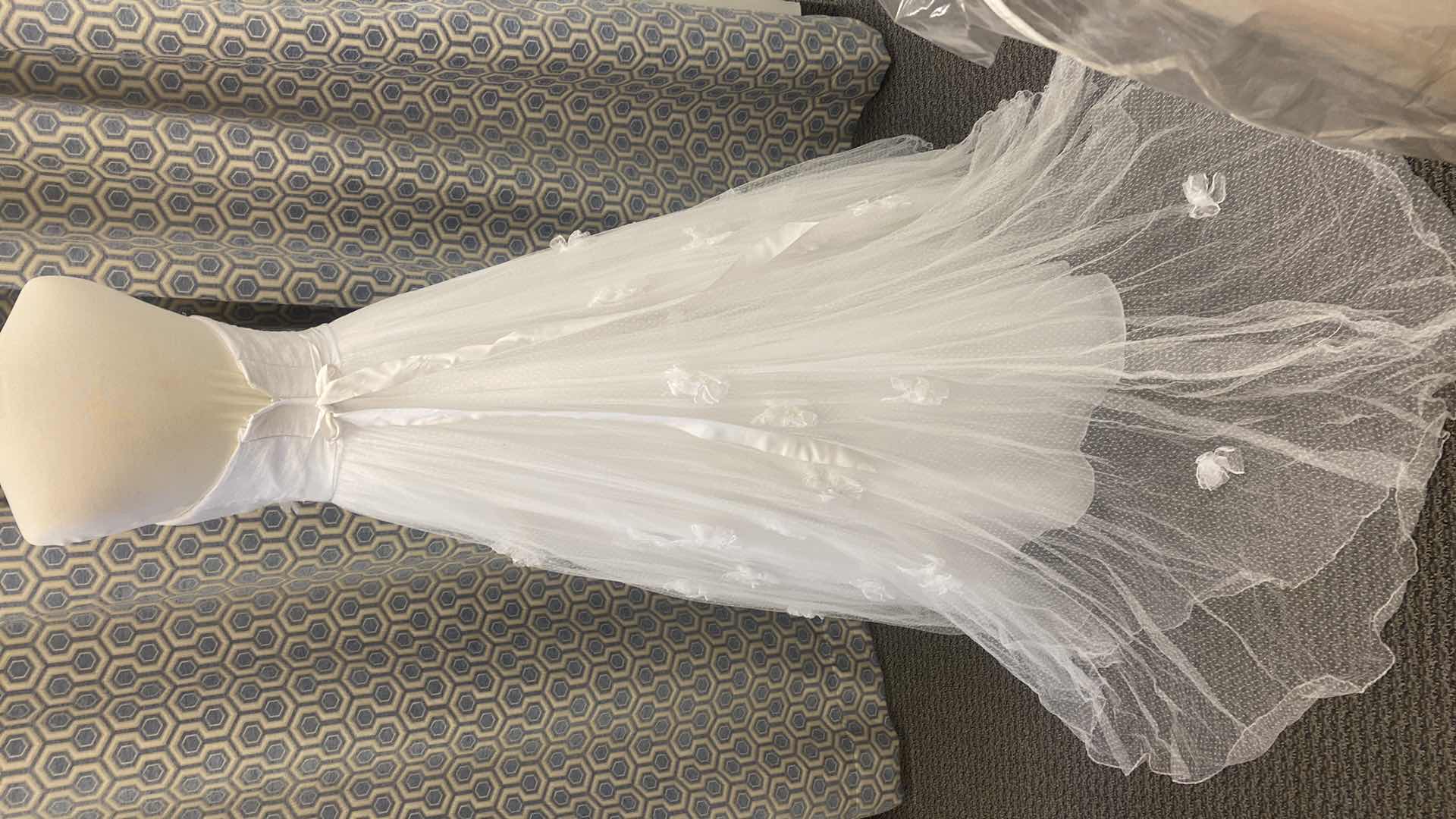 Photo 1 of BRIDAL GOWN “WATTERS” WHITE STRAPLESS FULL A-LINE w TULLE & FLOWERS SIZE 10