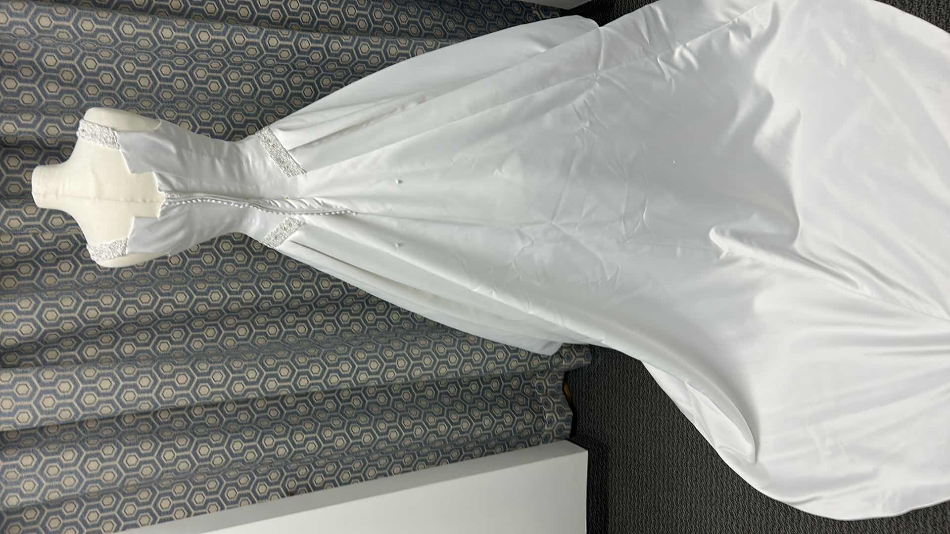 Photo 1 of BRIDAL GOWN, "MONIQUE" SLEEVELESS WHITE SATIN, SQUARE NECKLINE, FITTED BODICE SIZE 10 