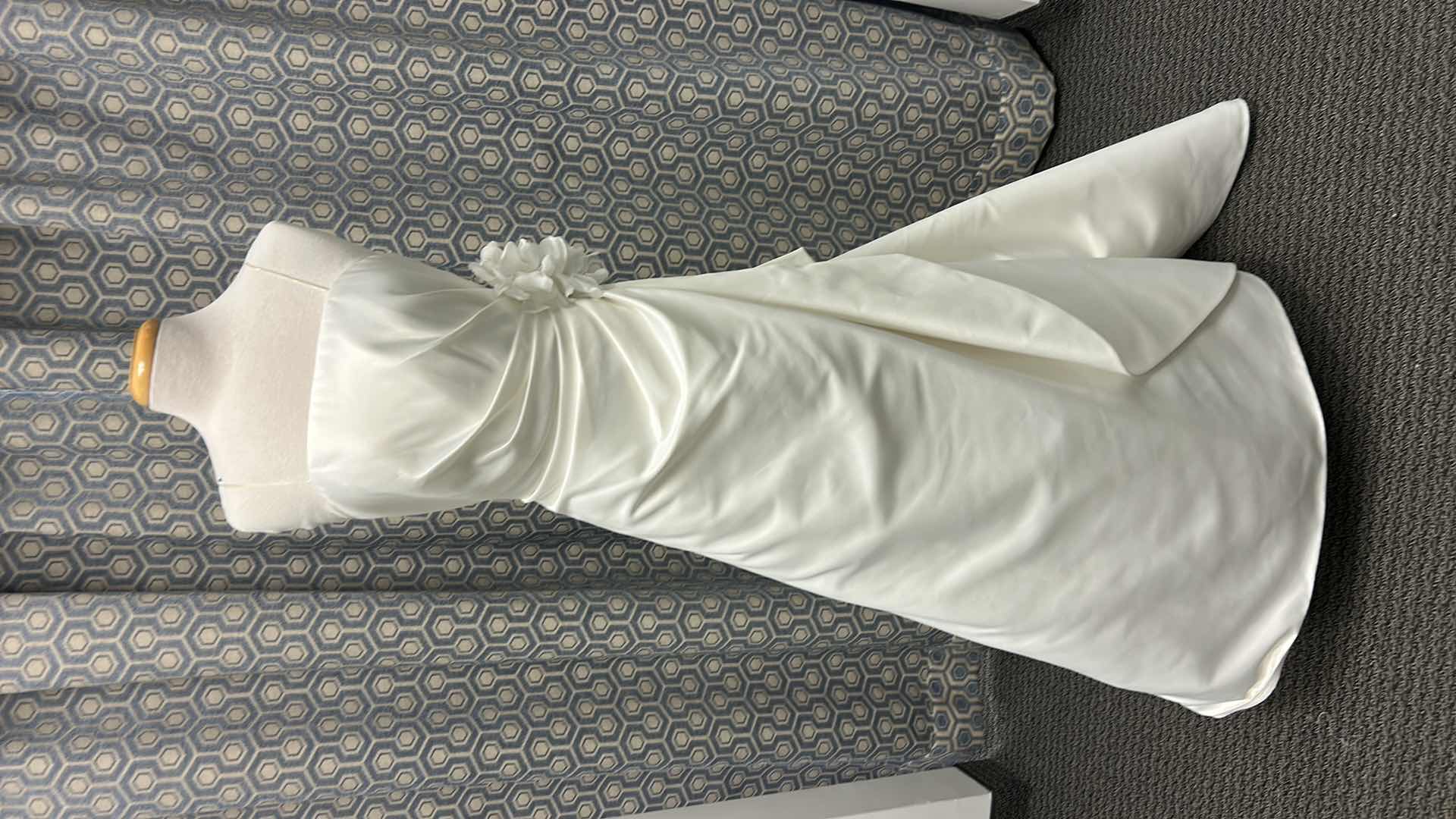 Photo 1 of BRIDAL GOWN, “GALINA” ONE-PIECE STRAPLESS, A-LINE GOWN, ORGANZA ROSETTE ACCENTS, DROPPED HIP, SIZE 10