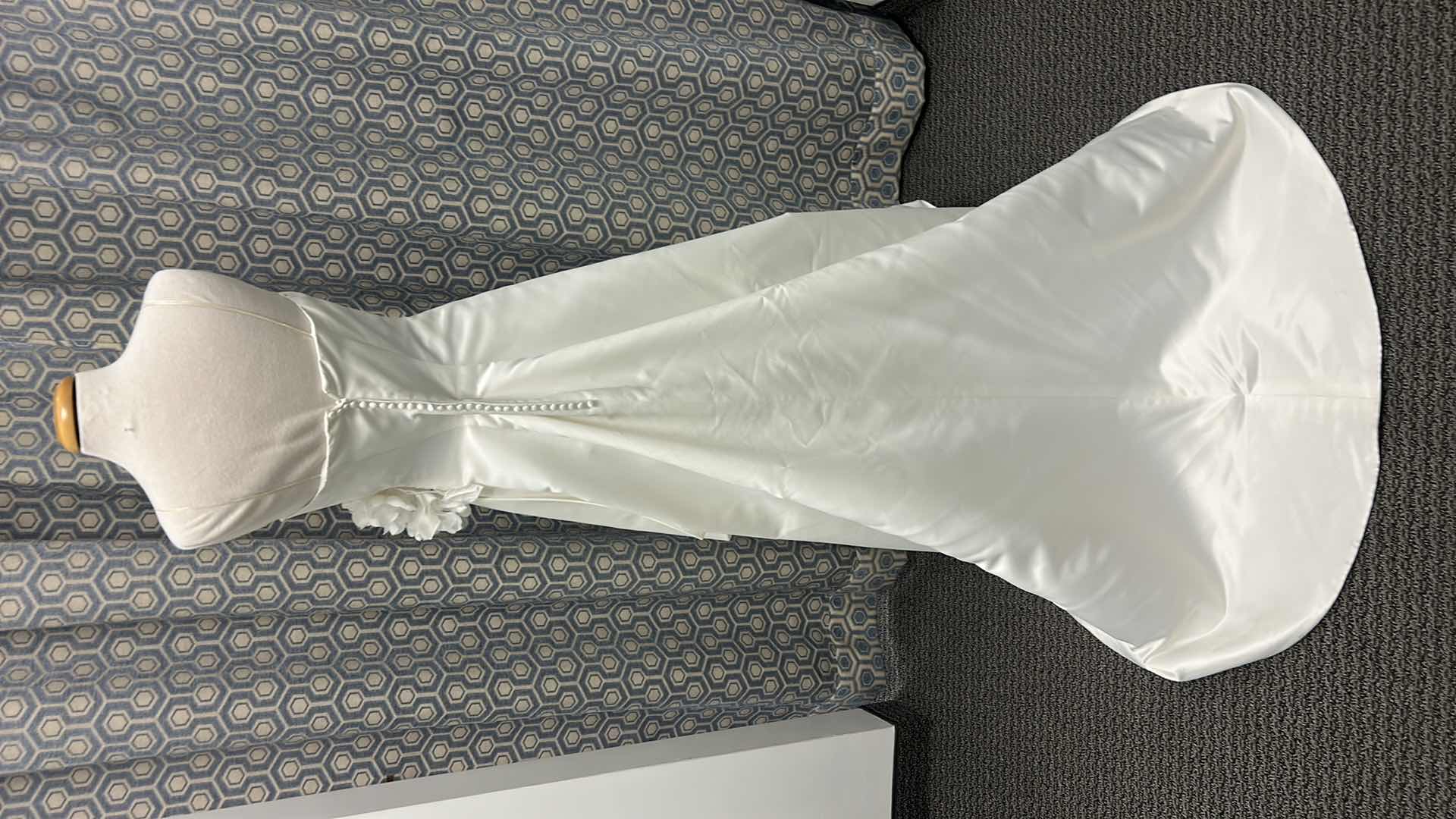 Photo 1 of BRIDAL GOWN, “GALINA” ONE-PIECE STRAPLESS, A-LINE GOWN, ORGANZA ROSETTE ACCENTS, DROPPED HIP, SIZE 10