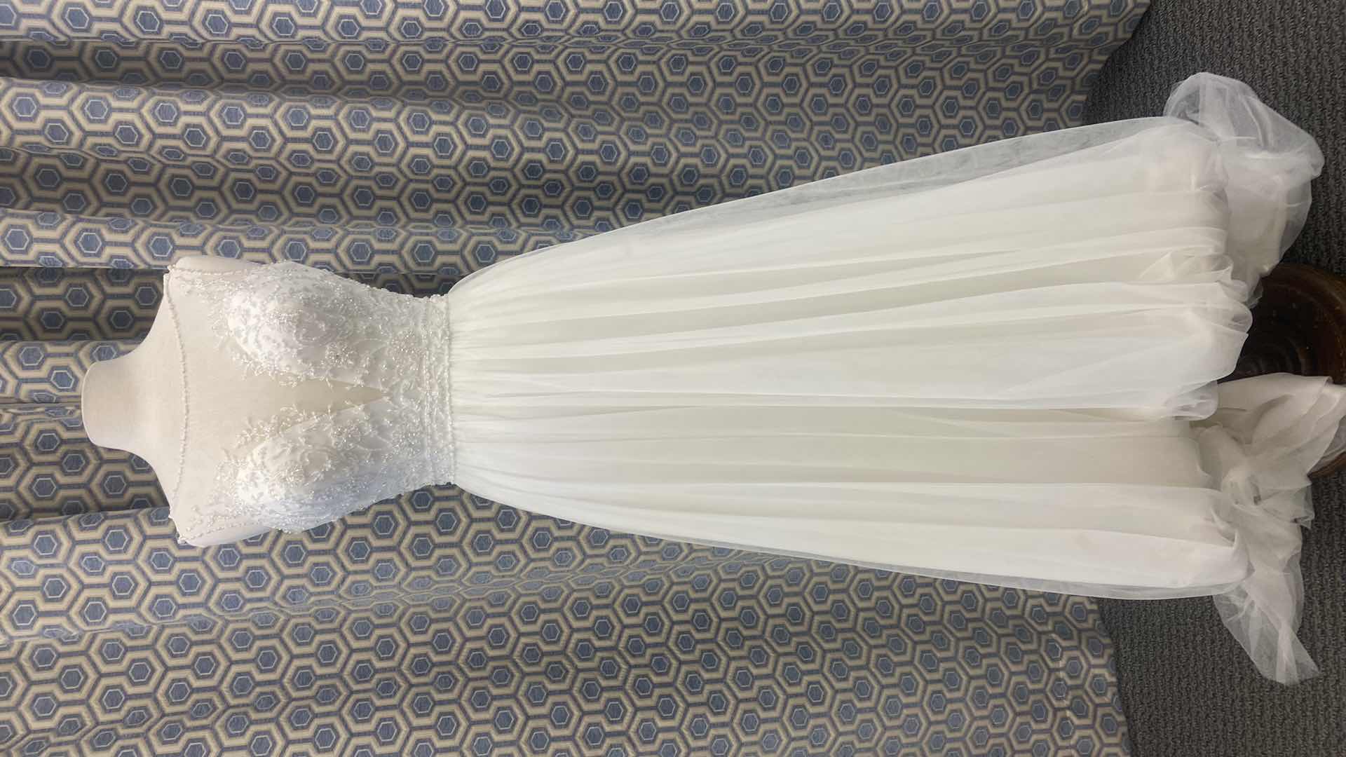 Photo 1 of BRIDAL GOWN “ENCHANTING” IVORY V PLUNGE NECKLINE w TULLE HIGH LOW LENGTH w RHINESTONES & PEARLS SIZE 10