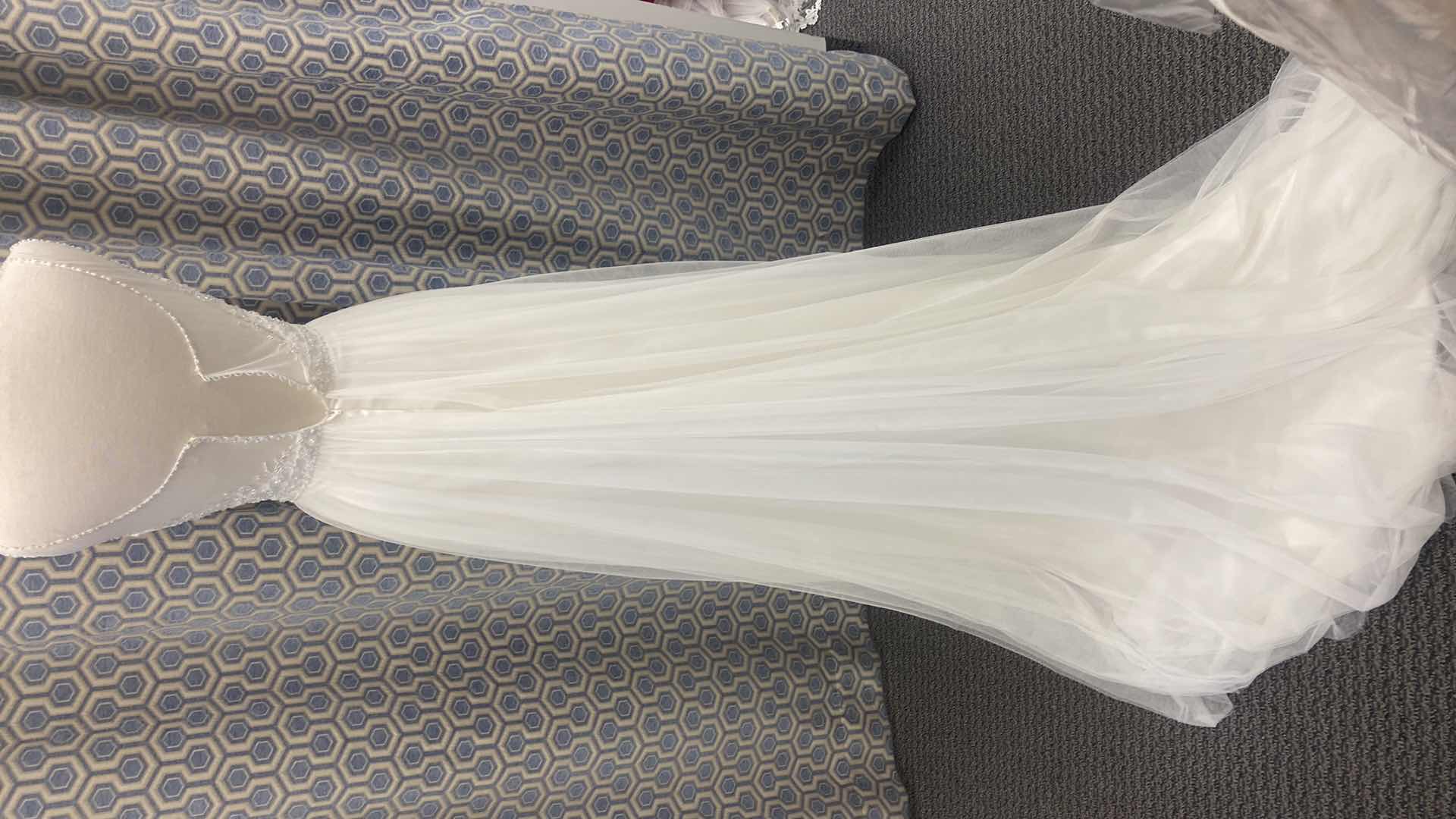 Photo 1 of BRIDAL GOWN “ENCHANTING” IVORY V PLUNGE NECKLINE w TULLE HIGH LOW LENGTH w RHINESTONES & PEARLS SIZE 10
