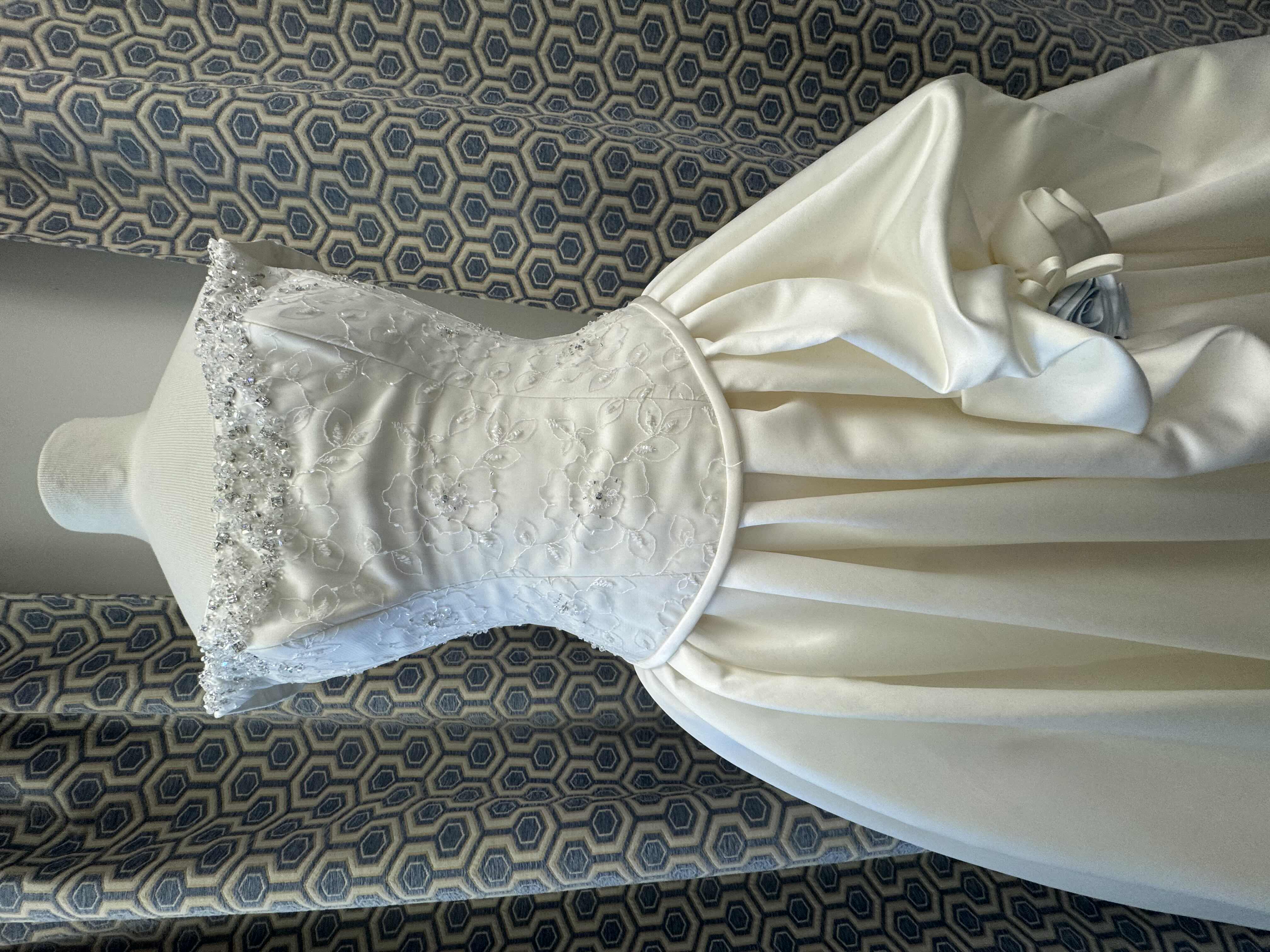 Photo 1 of BRIDAL GOWN MAGGIE SOTTERO TWO PIECE CORSET TOP SATIN AND LACE BEADED CRYSTAL CREAM IVORY SIZE 10