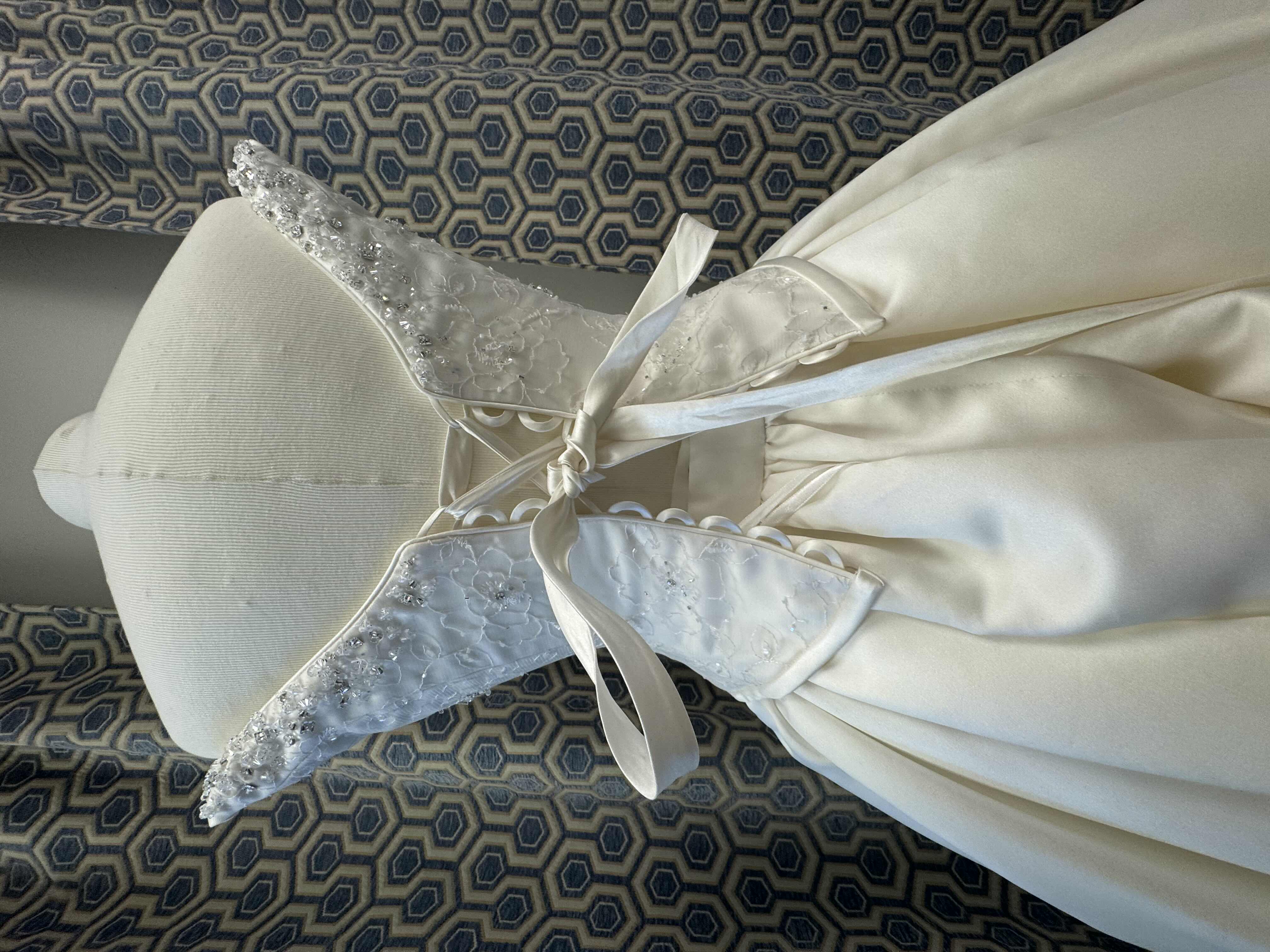Photo 1 of BRIDAL GOWN MAGGIE SOTTERO TWO PIECE CORSET TOP SATIN AND LACE BEADED CRYSTAL CREAM IVORY SIZE 10