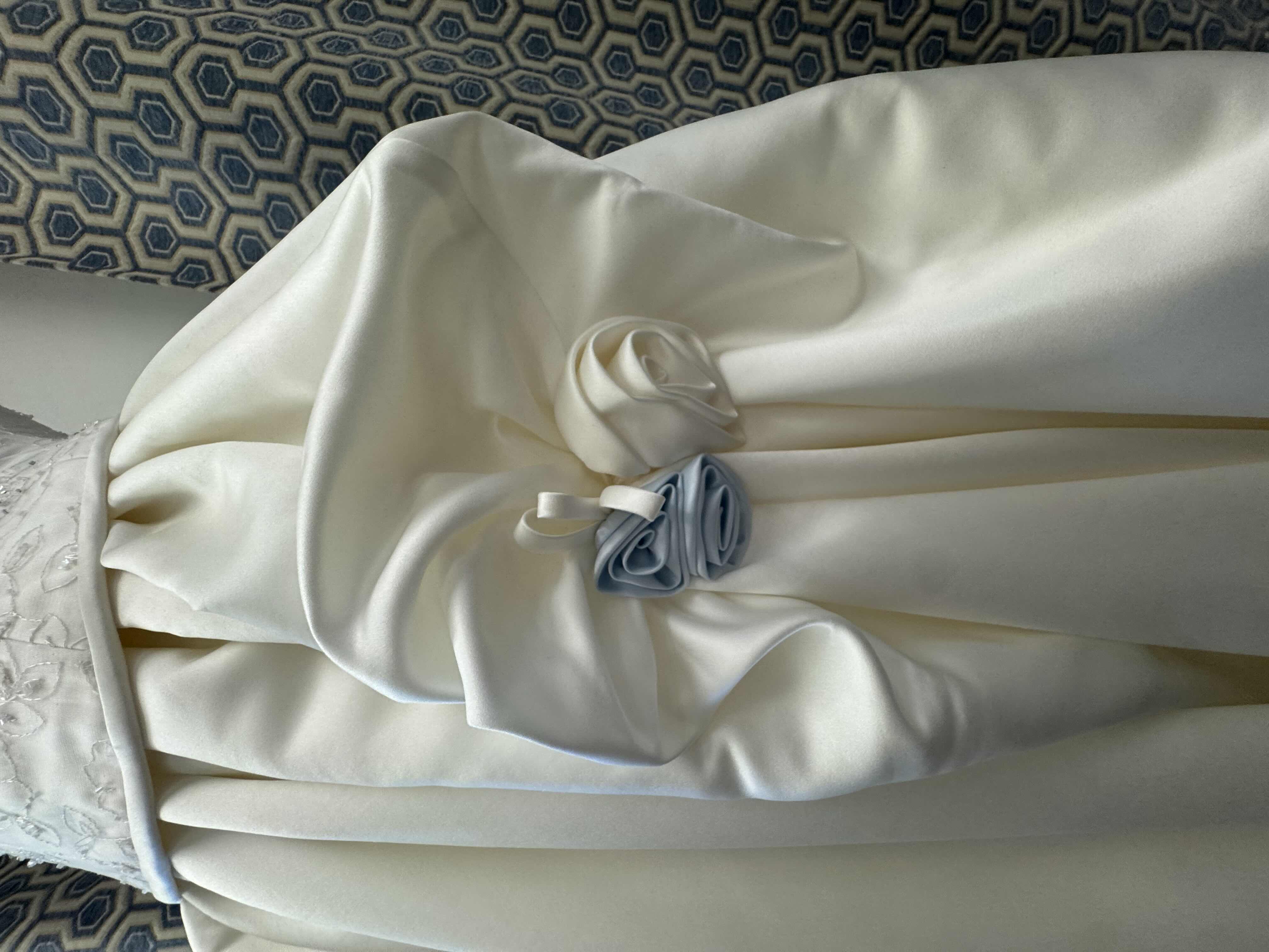 Photo 1 of BRIDAL GOWN MAGGIE SOTTERO TWO PIECE CORSET TOP SATIN AND LACE BEADED CRYSTAL CREAM IVORY SIZE 10