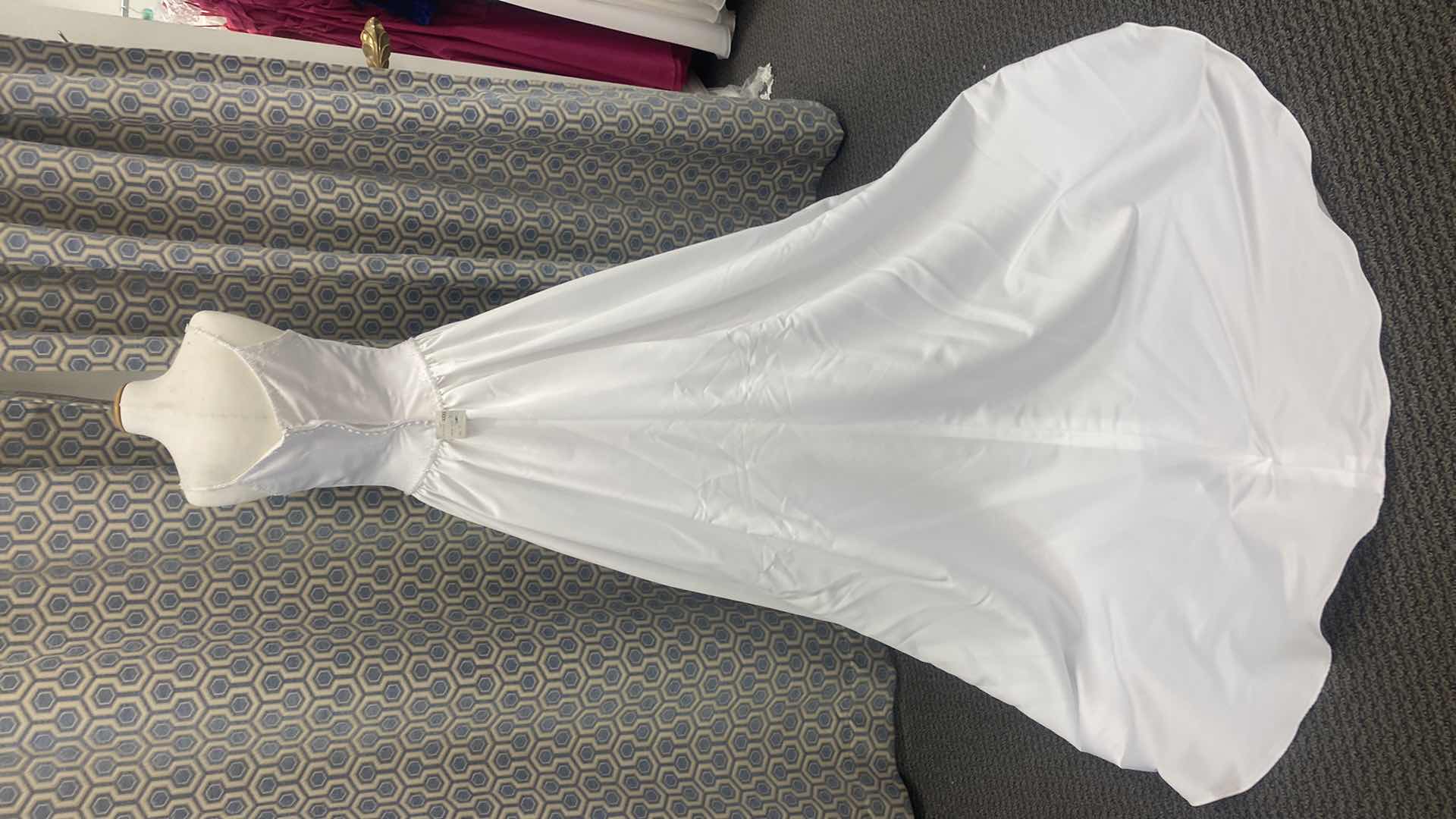 Photo 1 of BRIDAL GOWN “KATHRYN  LA’CROIX” WHITE SATIN w BEADSED NECKLINE SIZE 10