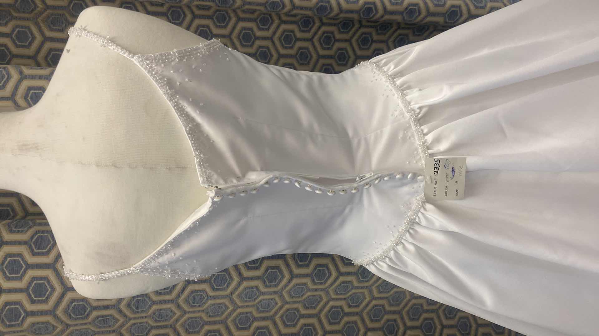 Photo 1 of BRIDAL GOWN “KATHRYN  LA’CROIX” WHITE SATIN w BEADSED NECKLINE SIZE 10