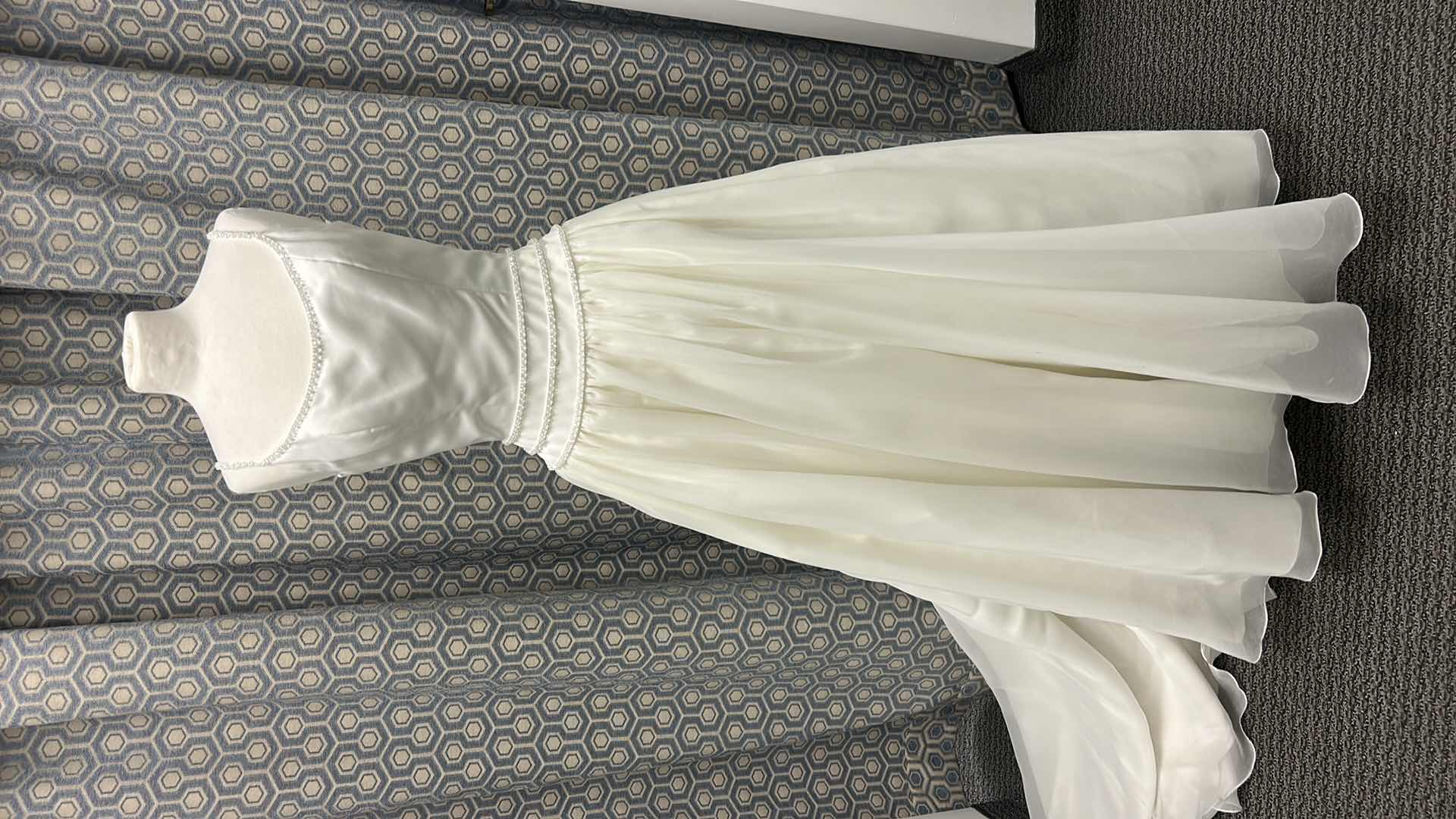 Photo 1 of BRIDAL GOWN, "PALOMA BLANCA" IVORY SPAGHETTI STRAP, BEADED NECKLINE, BEADED SATIN FULL SKIRT, SIZE 10 