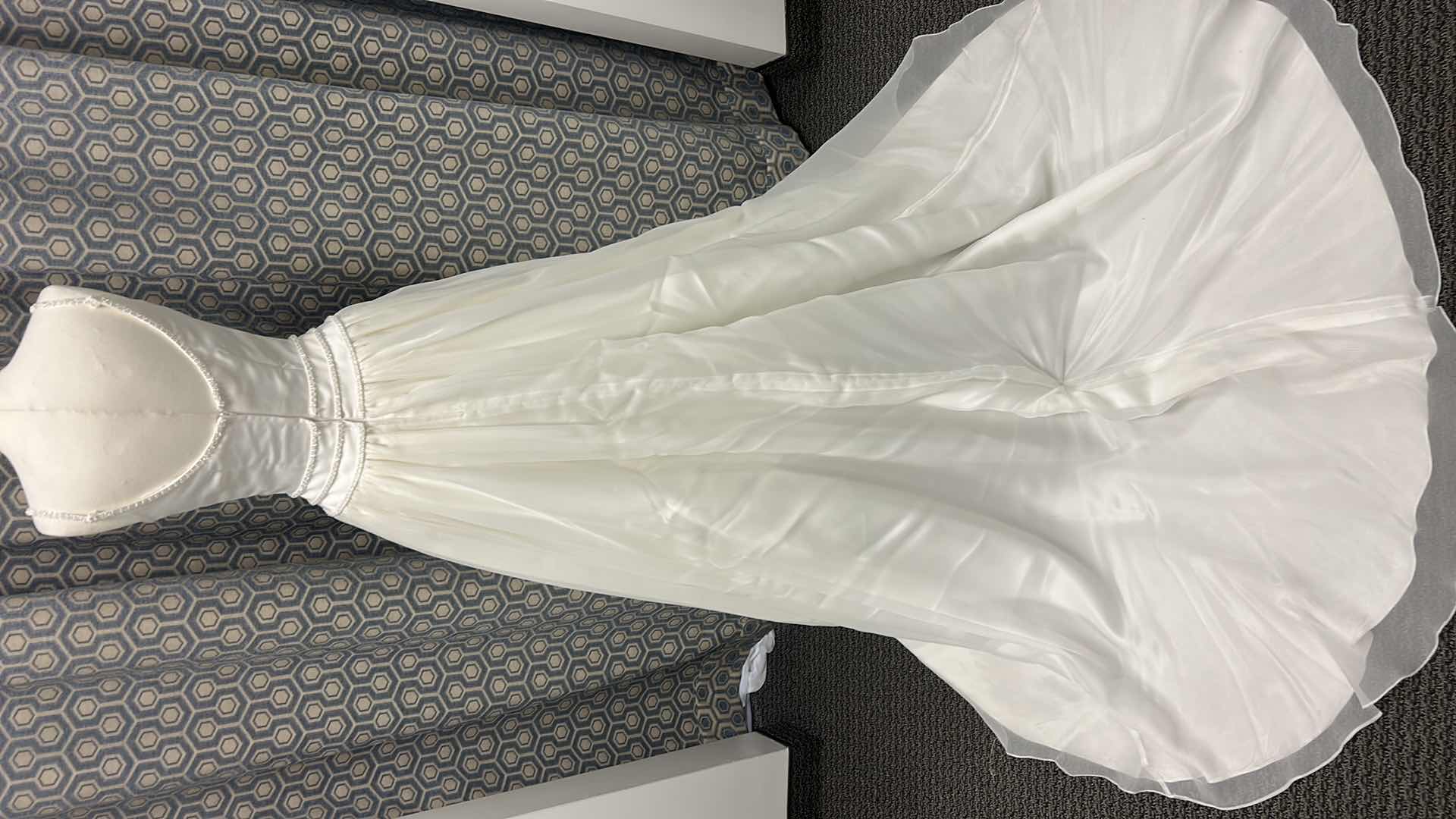 Photo 1 of BRIDAL GOWN, "PALOMA BLANCA" IVORY SPAGHETTI STRAP, BEADED NECKLINE, BEADED SATIN FULL SKIRT, SIZE 10 