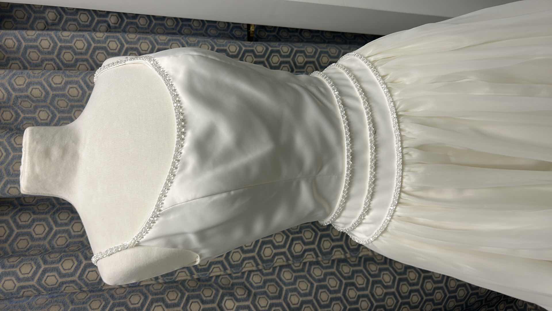 Photo 1 of BRIDAL GOWN, "PALOMA BLANCA" IVORY SPAGHETTI STRAP, BEADED NECKLINE, BEADED SATIN FULL SKIRT, SIZE 10 