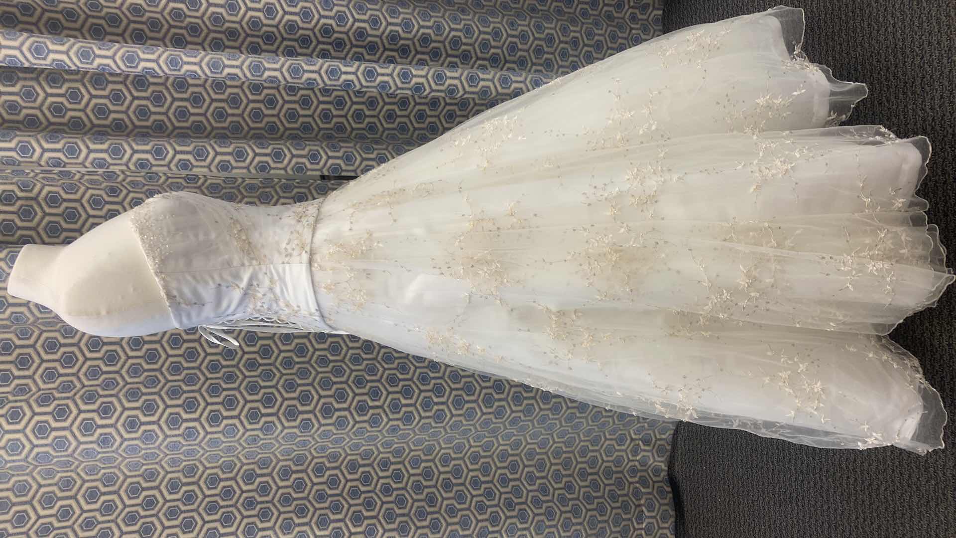 Photo 1 of BRIDAL GOWN “MAGGIE SOTTERO” IVORY SATIN & TULLE STRAPLESS CORSET BACK w RHINESTONES & EMBROIDERY SIZE 10