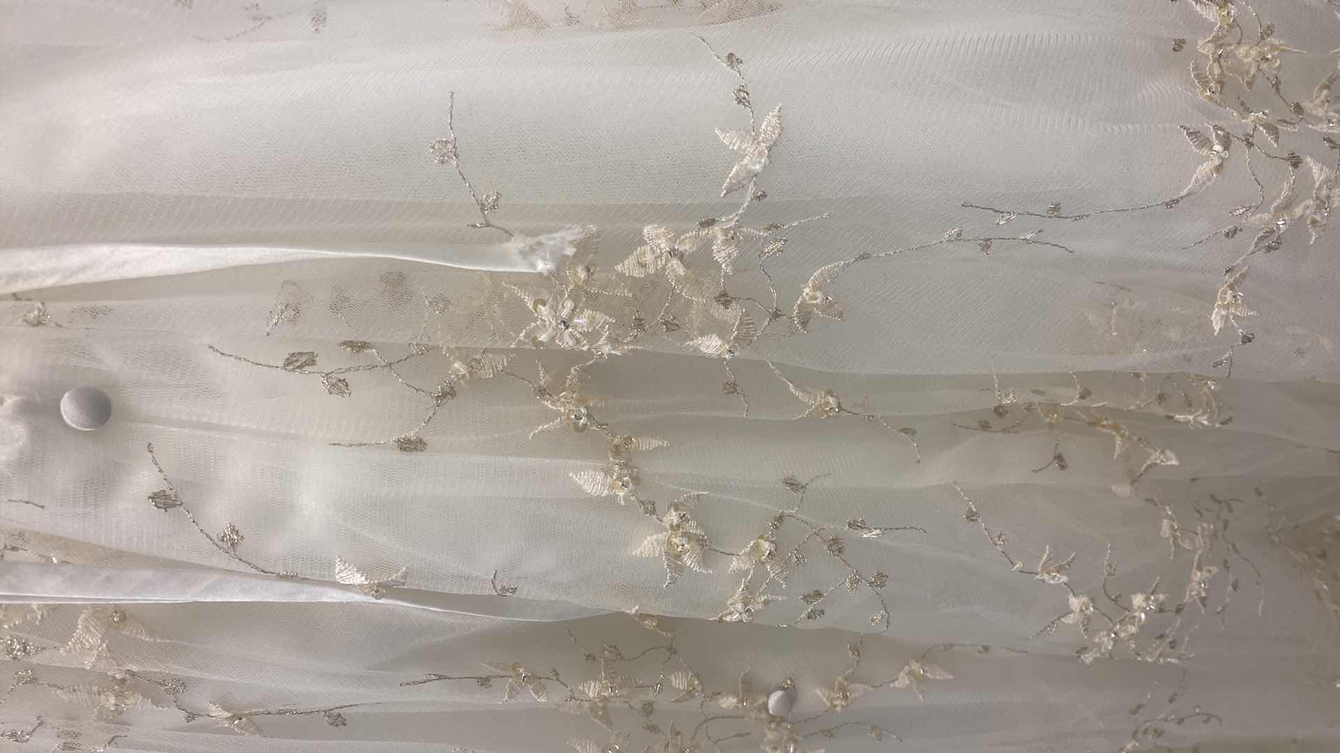 Photo 1 of BRIDAL GOWN “MAGGIE SOTTERO” IVORY SATIN & TULLE STRAPLESS CORSET BACK w RHINESTONES & EMBROIDERY SIZE 10