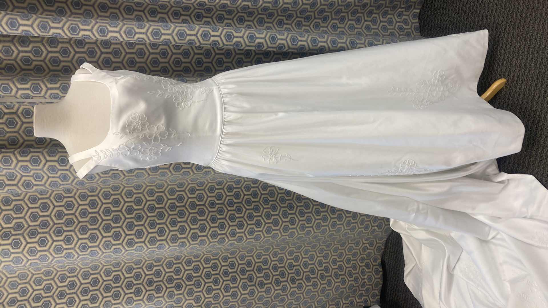 Photo 1 of BRIDAL GOWN “MOONLIGHT” WHITE SATIN DROPPED WAIST w FLORAL PEARLS SIZE 10