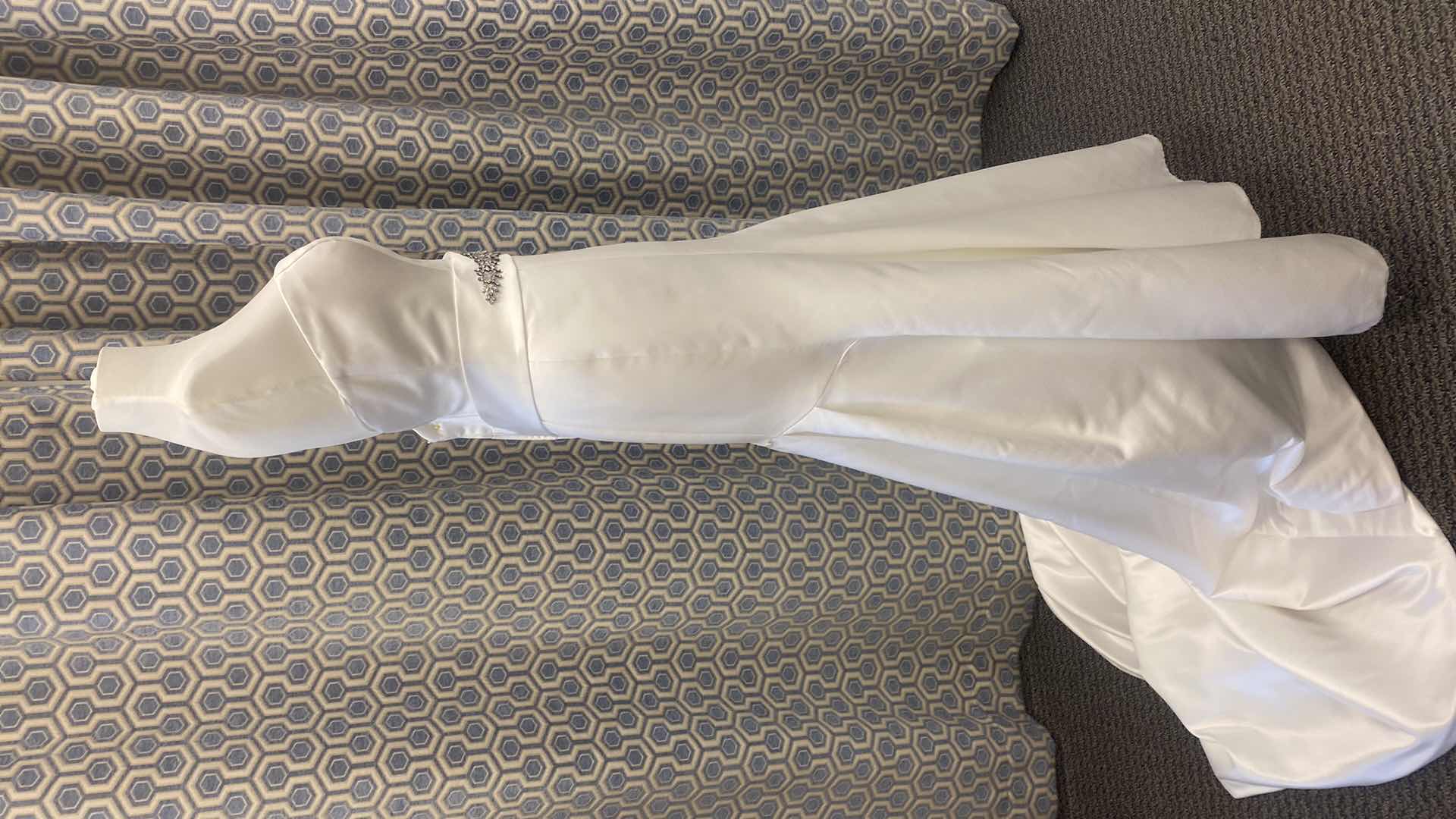 Photo 1 of BRIDAL GOWN “CASABLANCA” DIAMOND WHITE SATIN w BEADED BAND SIZE 10