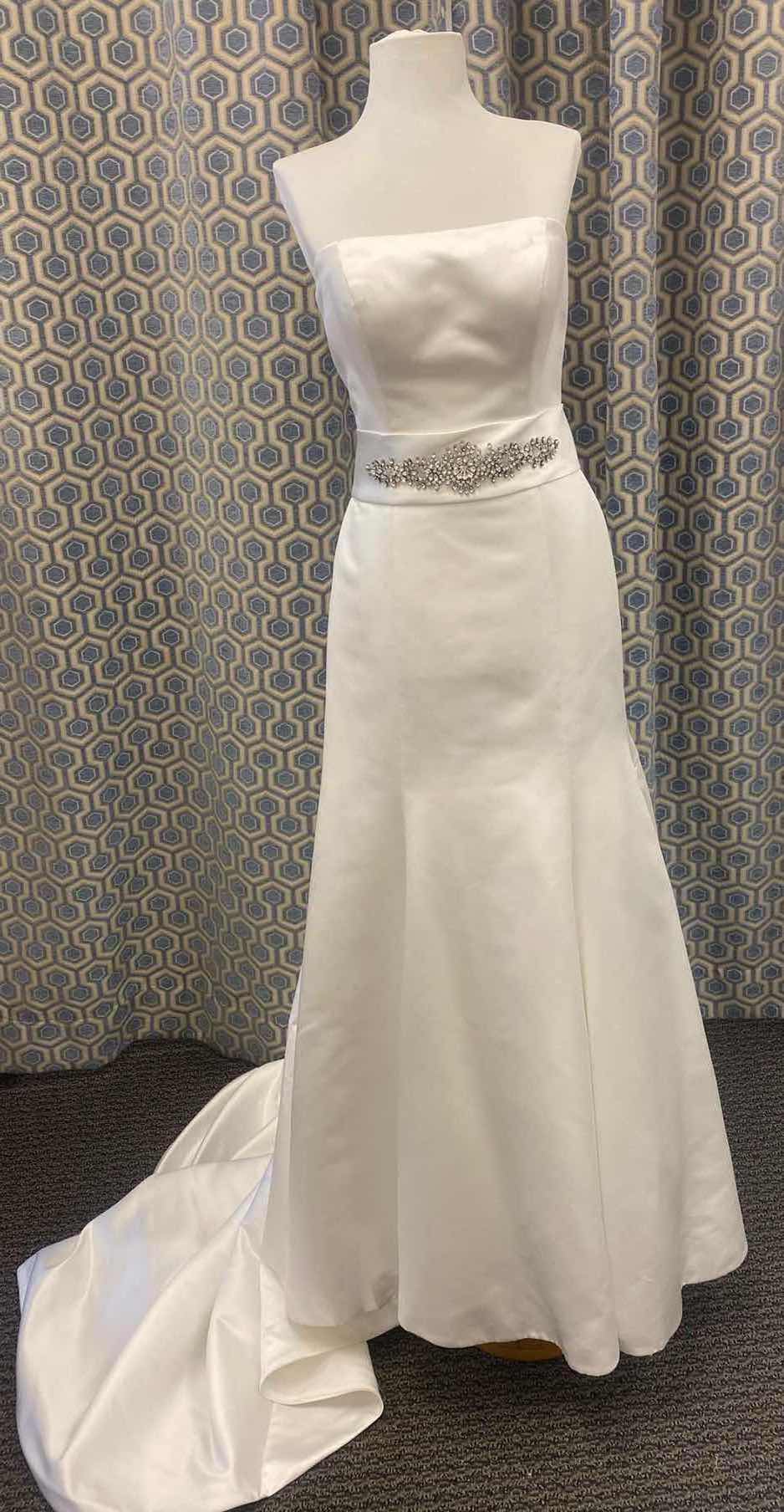 Photo 1 of BRIDAL GOWN “CASABLANCA” DIAMOND WHITE SATIN w BEADED BAND SIZE 10