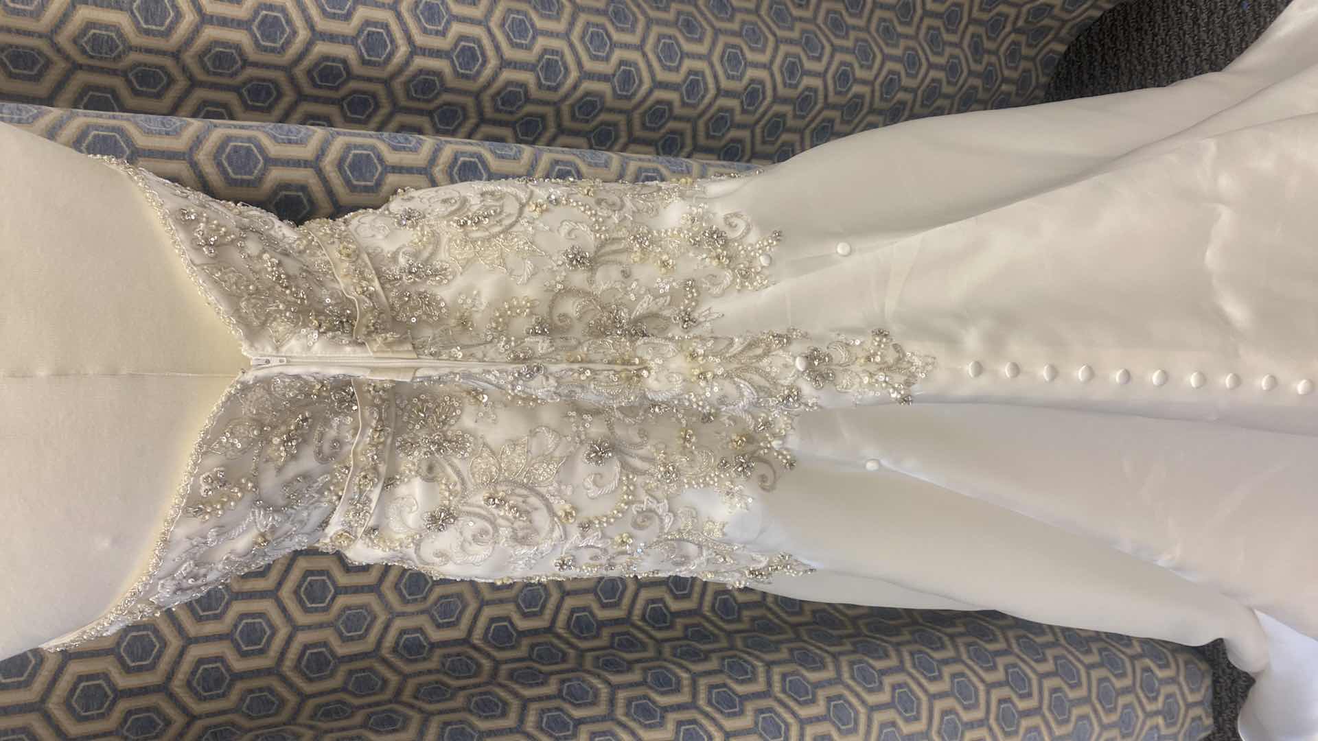 Photo 1 of BRIDAL GOWN “CASABLANCA” DIAMOND WHITE SATIN w BEADED BODICE & BAND SIZE 10