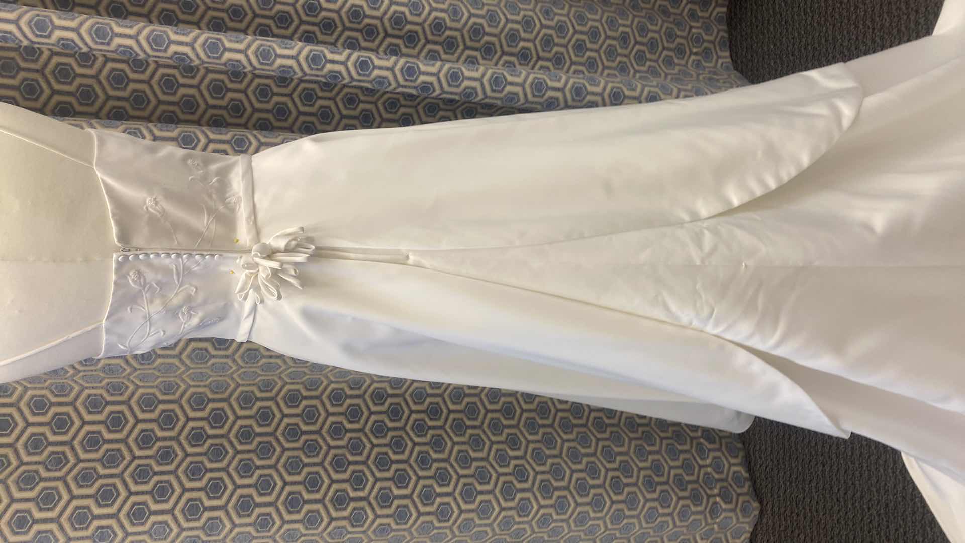 Photo 1 of BRIDAL GOWN “BRIDAL ELEGANCE” WHITE SATIN A-LINE w EMBROIDERED BODICE w PEARLS SIZE 10