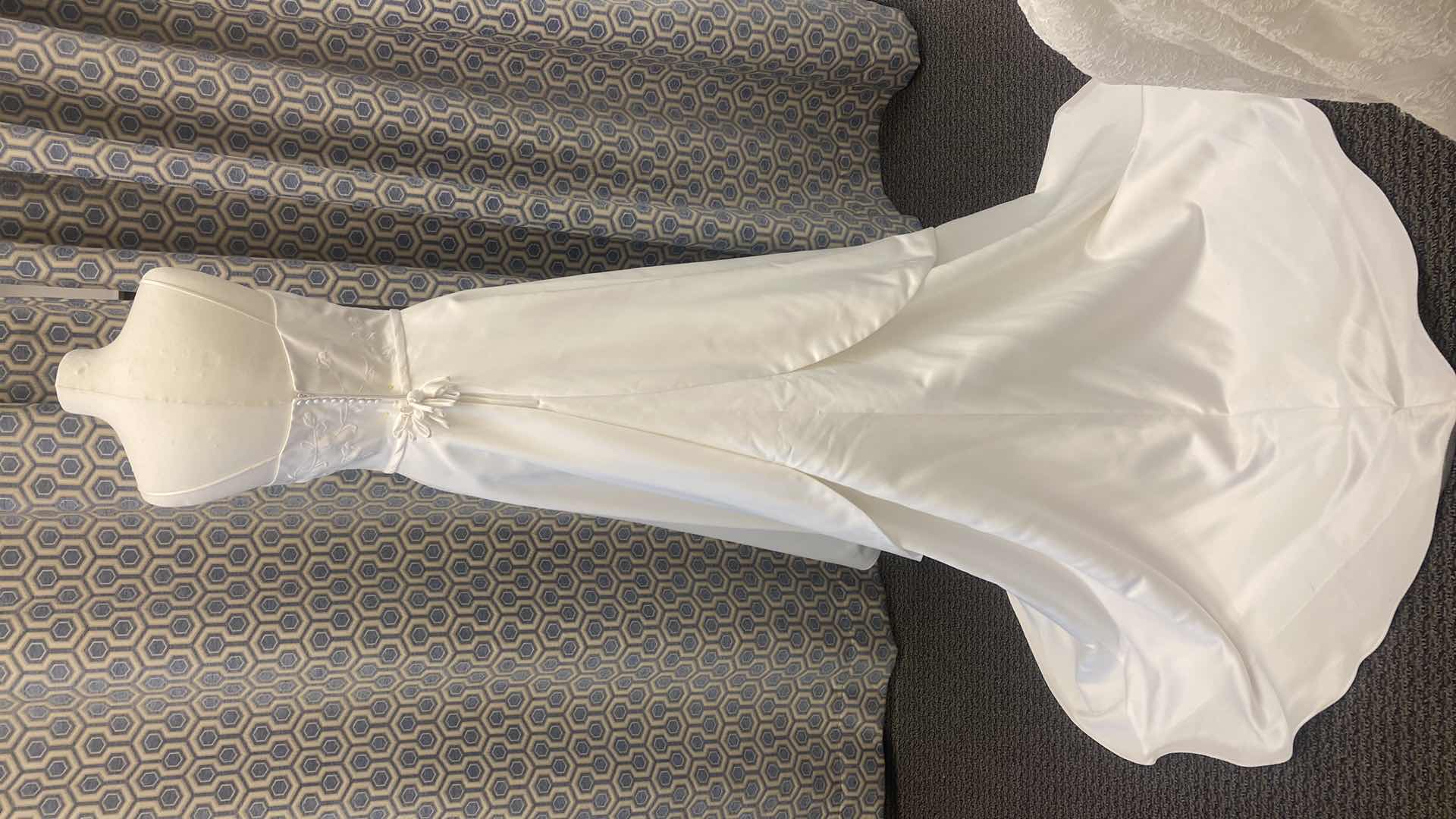 Photo 1 of BRIDAL GOWN “BRIDAL ELEGANCE” WHITE SATIN A-LINE w EMBROIDERED BODICE w PEARLS SIZE 10