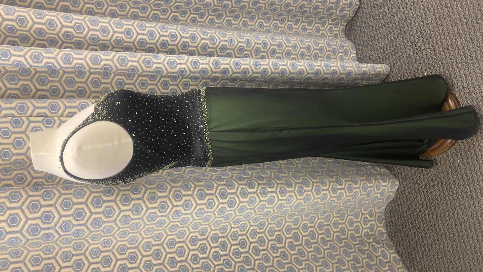 Photo 1 of EVENING GOWN “CZ’RE” DARK GREEN SATIN w EMBELLISHED BODICE SIZE 10