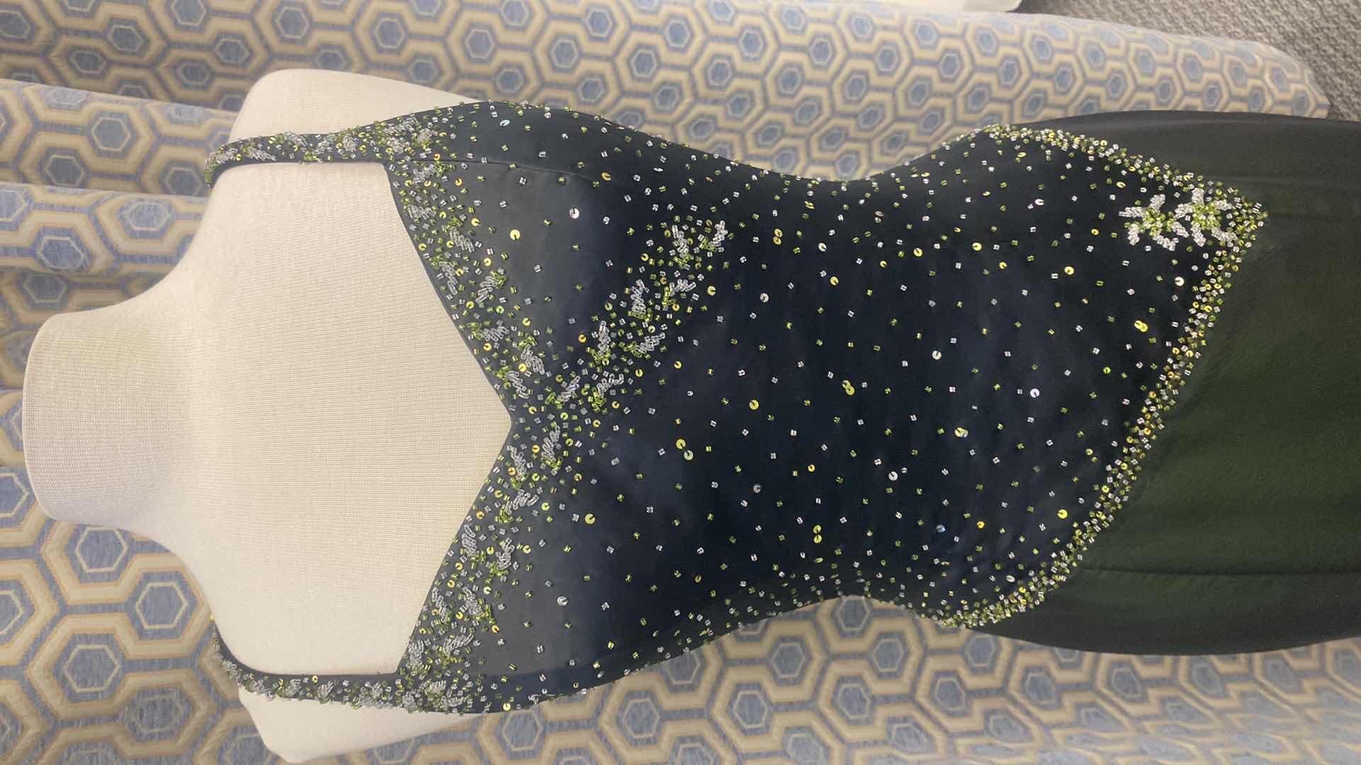 Photo 1 of EVENING GOWN “CZ’RE” DARK GREEN SATIN w EMBELLISHED BODICE SIZE 10