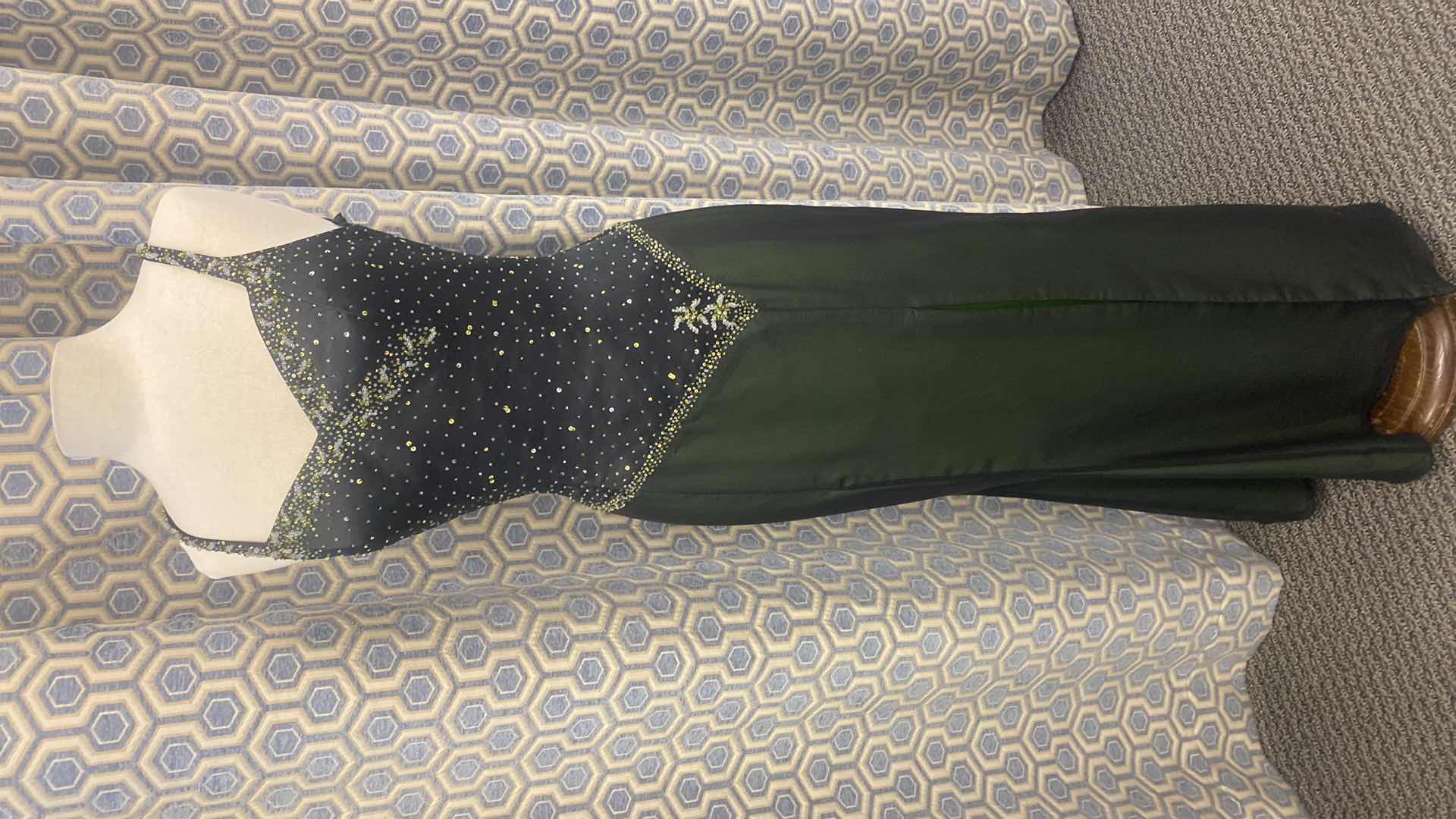 Photo 1 of EVENING GOWN “CZ’RE” DARK GREEN SATIN w EMBELLISHED BODICE SIZE 10