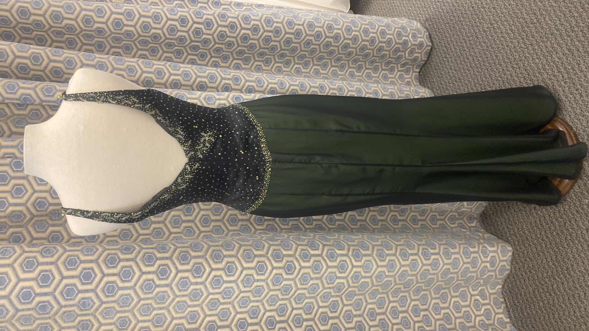 Photo 1 of EVENING GOWN “CZ’RE” DARK GREEN SATIN w EMBELLISHED BODICE SIZE 10