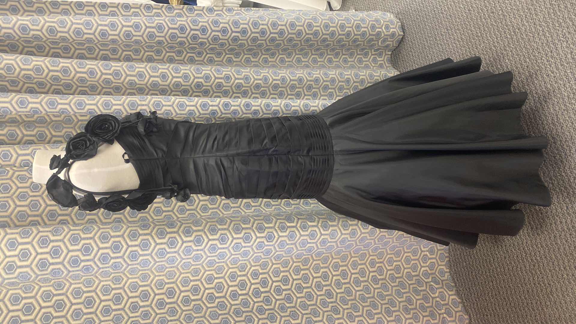 Photo 1 of EVENING GOWN “MAYQUEEN COUTURE” BLACK SATIN ONE SHOULDER SIZE 8