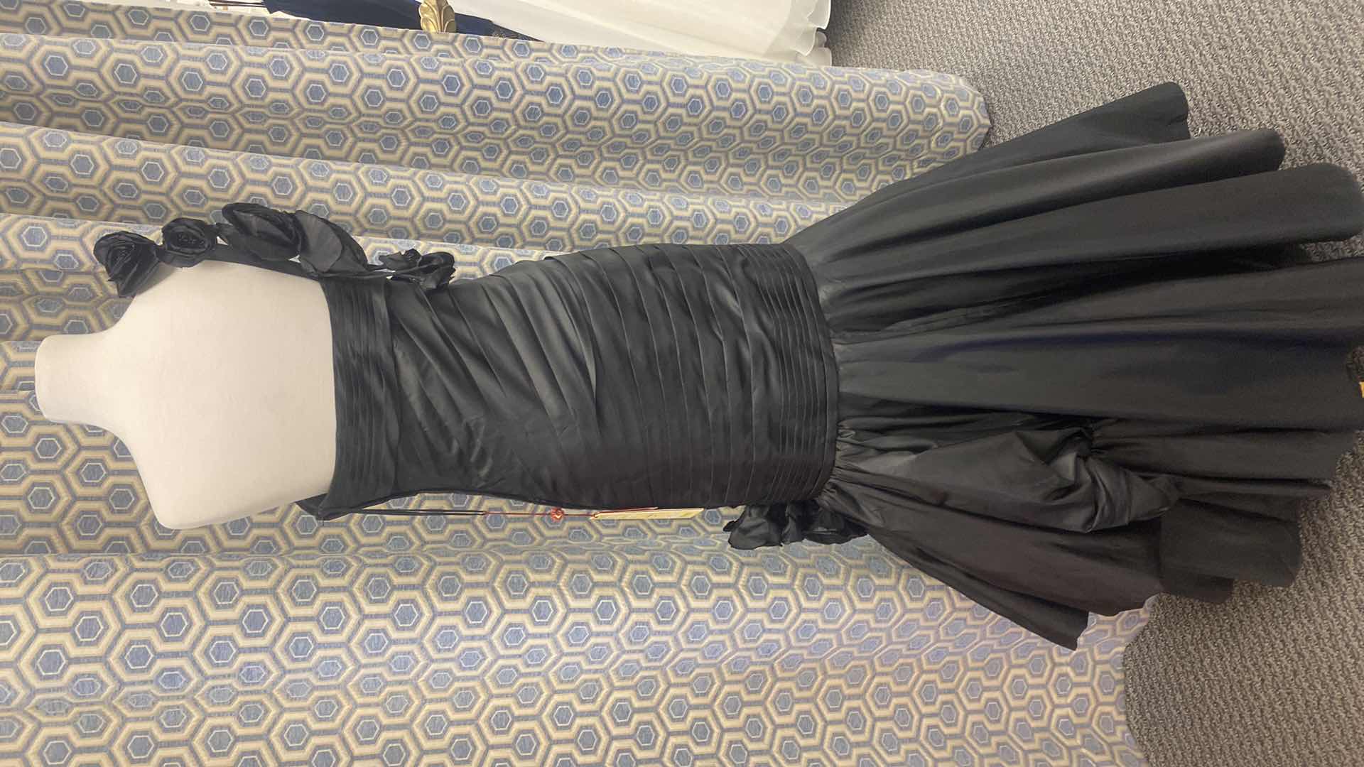 Photo 1 of EVENING GOWN “MAYQUEEN COUTURE” BLACK SATIN ONE SHOULDER SIZE 8