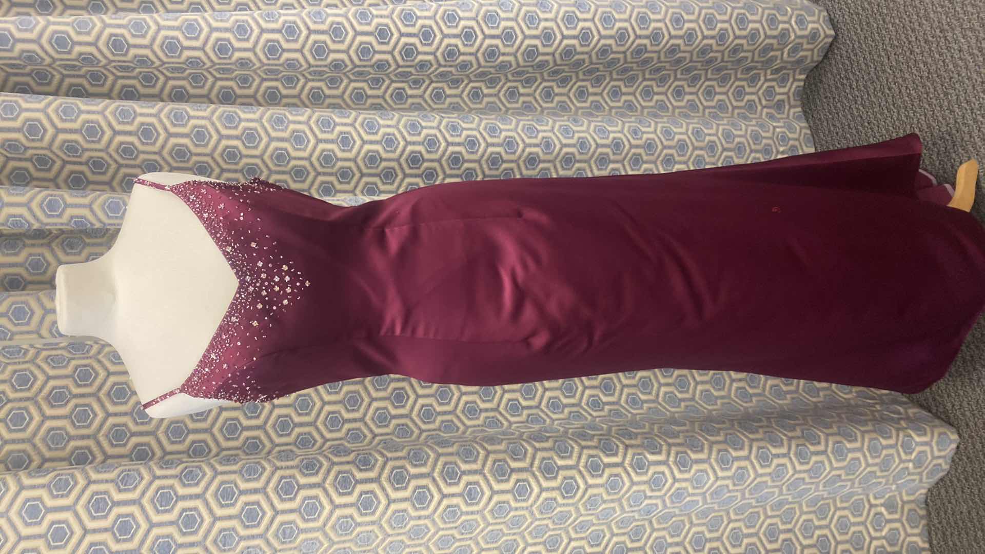 Photo 1 of EVENING GOWN “MARY’s” CABERNET SATIN w BEADED BODICE SIZE 8