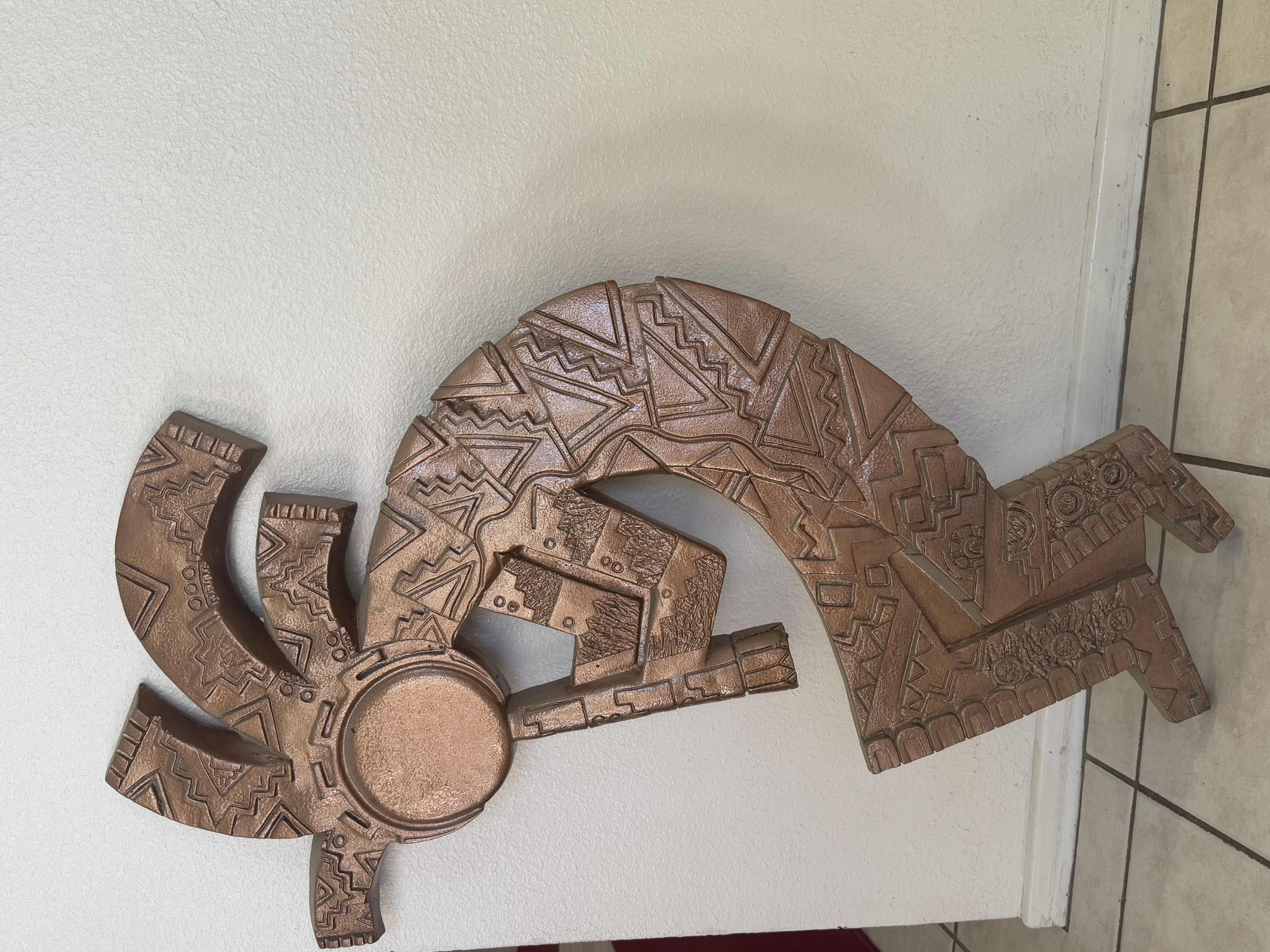 Photo 2 of HOME DECOR. BRASS KOKOPELLI NATIVE AMERICAN ARTWORK. 18” X H 37”