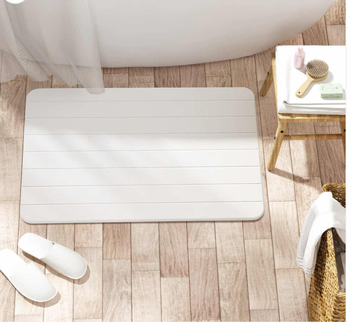 Photo 1 of BRAND NEW CASE OF 6 WHITE STONE BATH MATS