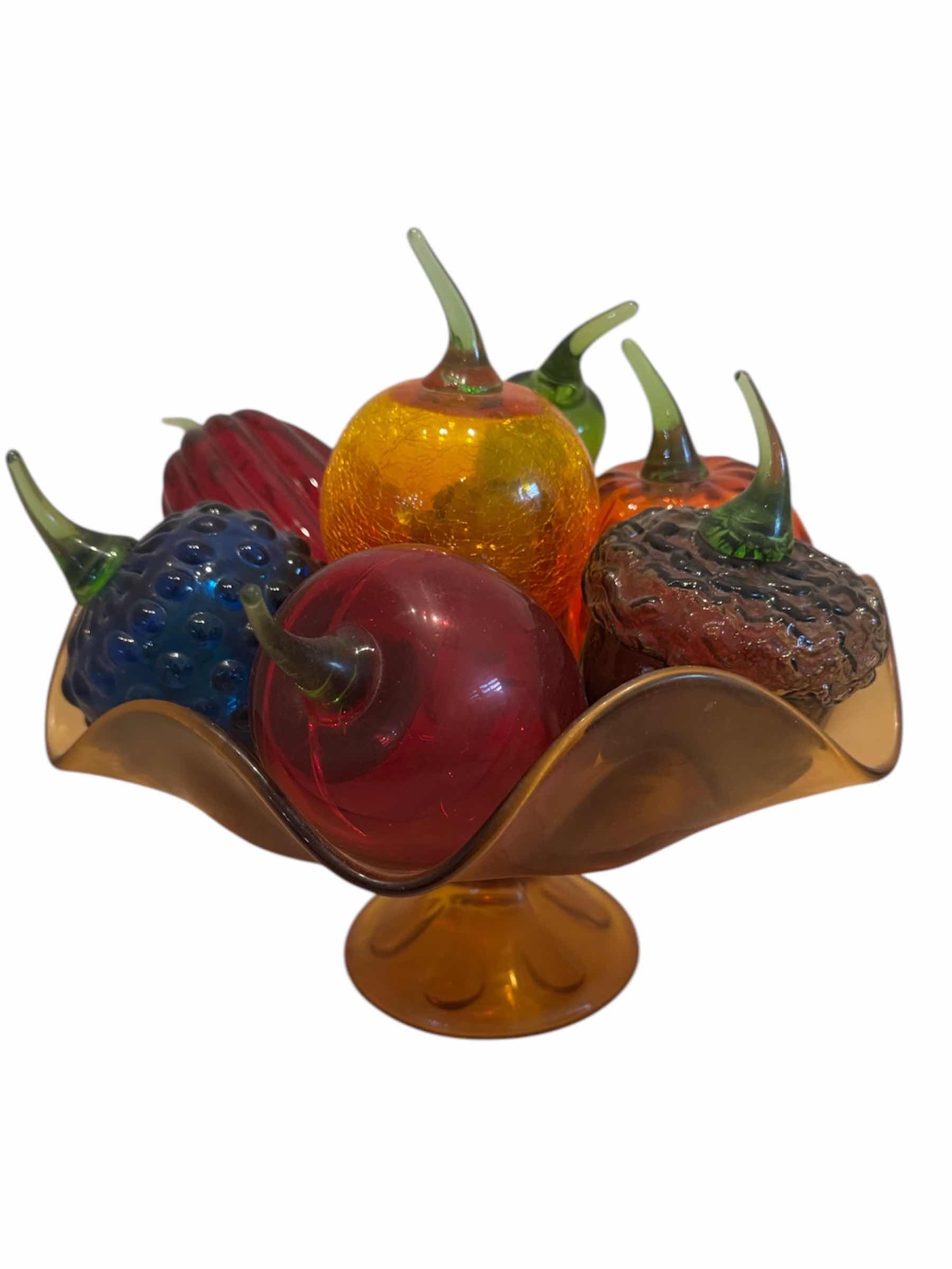 Photo 1 of VINTAGE GLASS FRUIT BOWL, HANDBLOWN GLASS, ARTWORK

10” X H8”