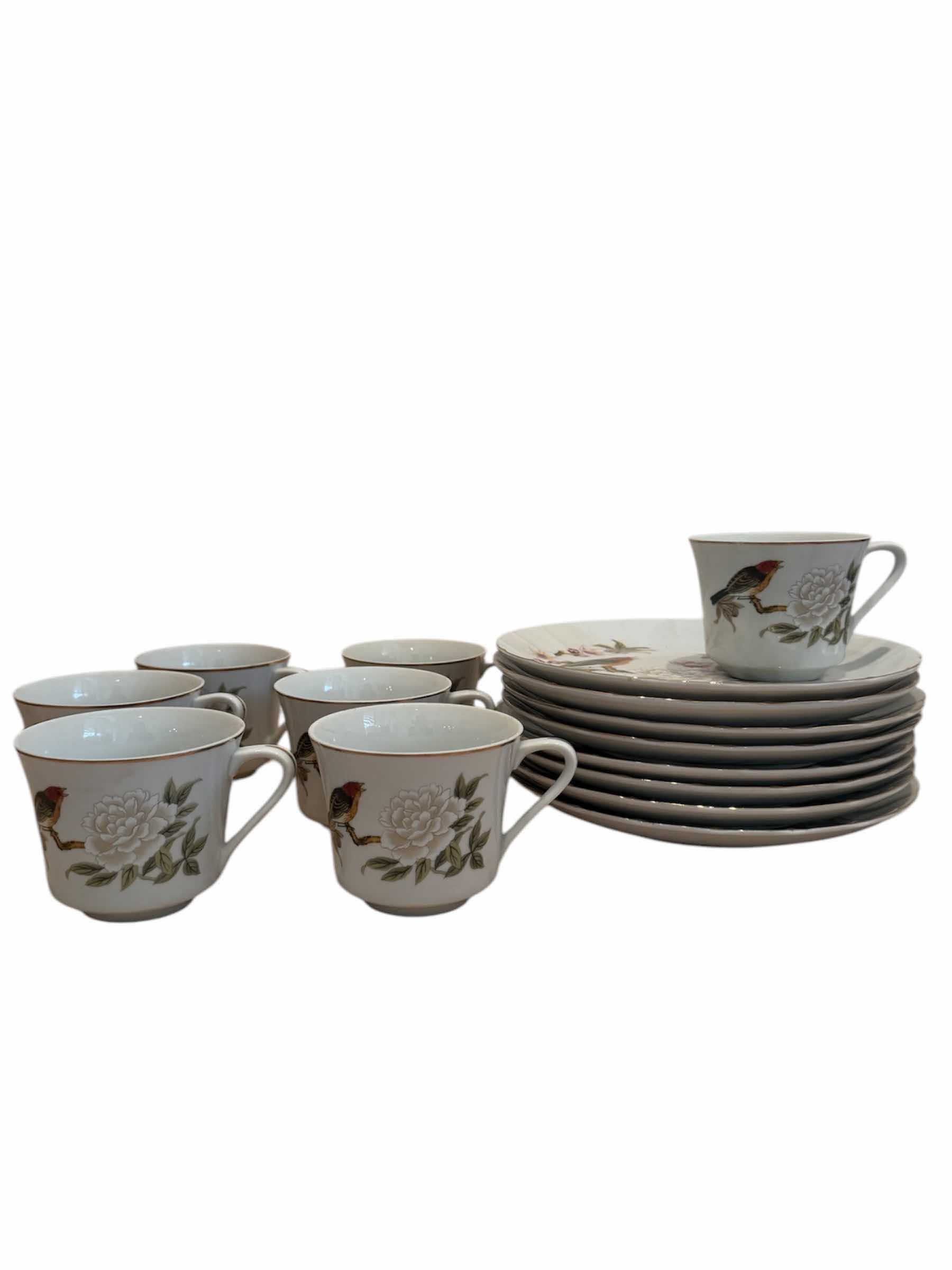 Photo 1 of VINTAGE SHAFFORD CHINESE LUNCHEON PLATE AND CUPS SET, FINE CHINA, 15 PIECES
PLATES D8.25”
CUPS
D3.5” X H3”