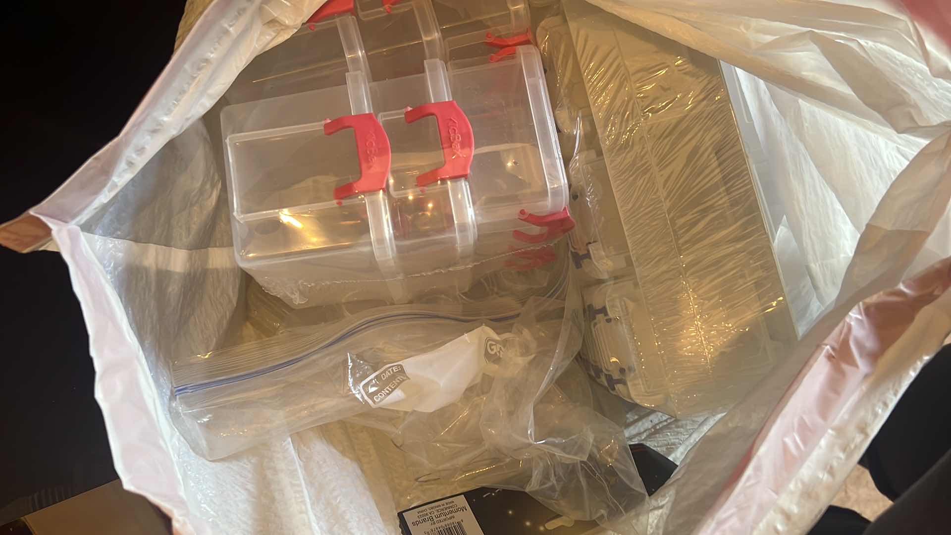 Photo 1 of CONTENTS OF BAG: MINI STORAGE CONTAINER ART SUPPLIES AND MISCELLANEOUS