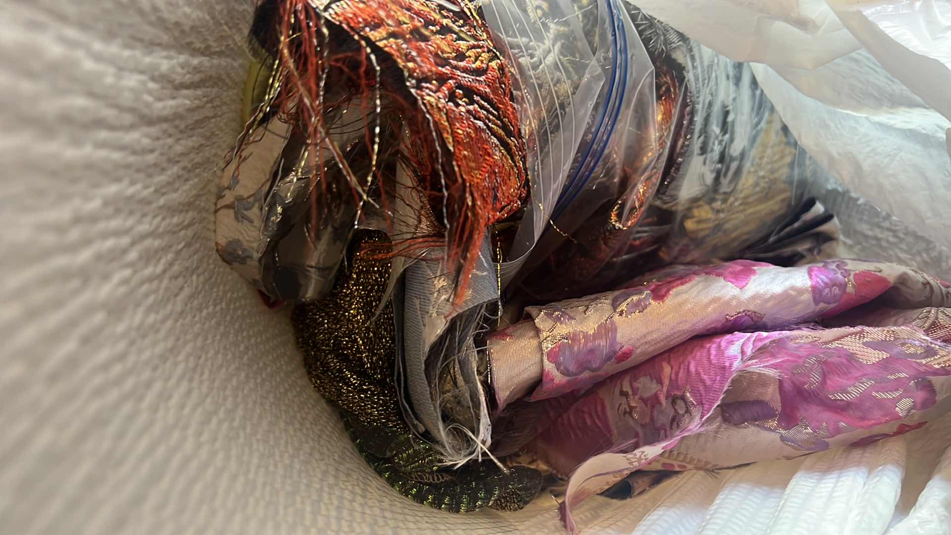 Photo 1 of CONTENTS OF BAG: MULTI-COLORED FABRICS