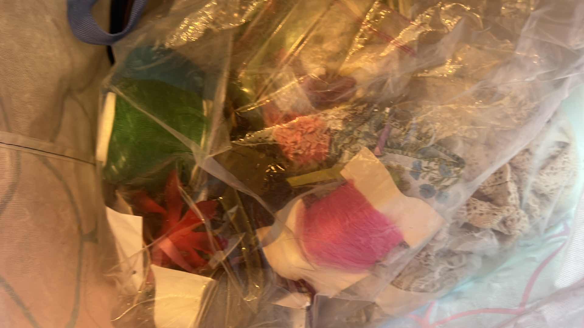 Photo 1 of CONTENTS OF BAG: MISCELLANEOUS YARNS AND FABRICS