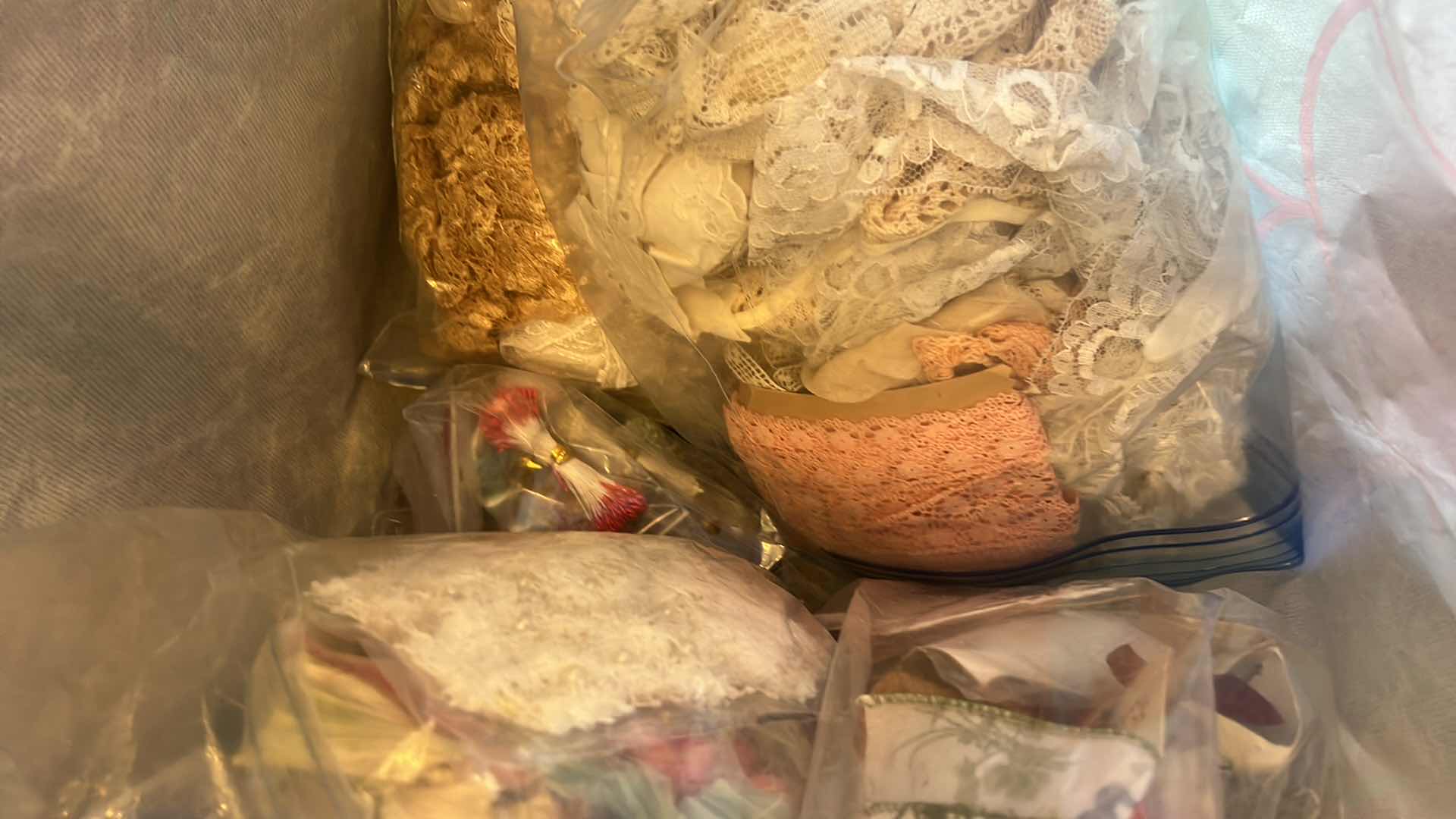 Photo 1 of CONTENTS OF BAG: MISCELLANEOUS YARNS AND FABRICS