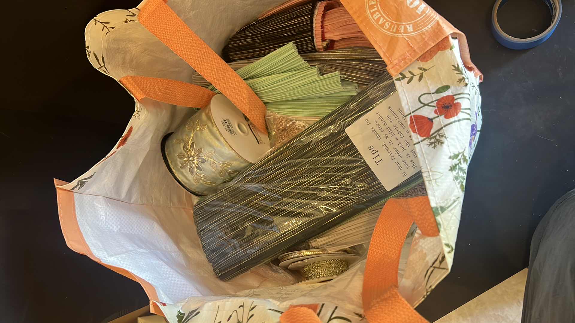 Photo 1 of CONTENTS OF BAG: FABRICS AND RIBBONS