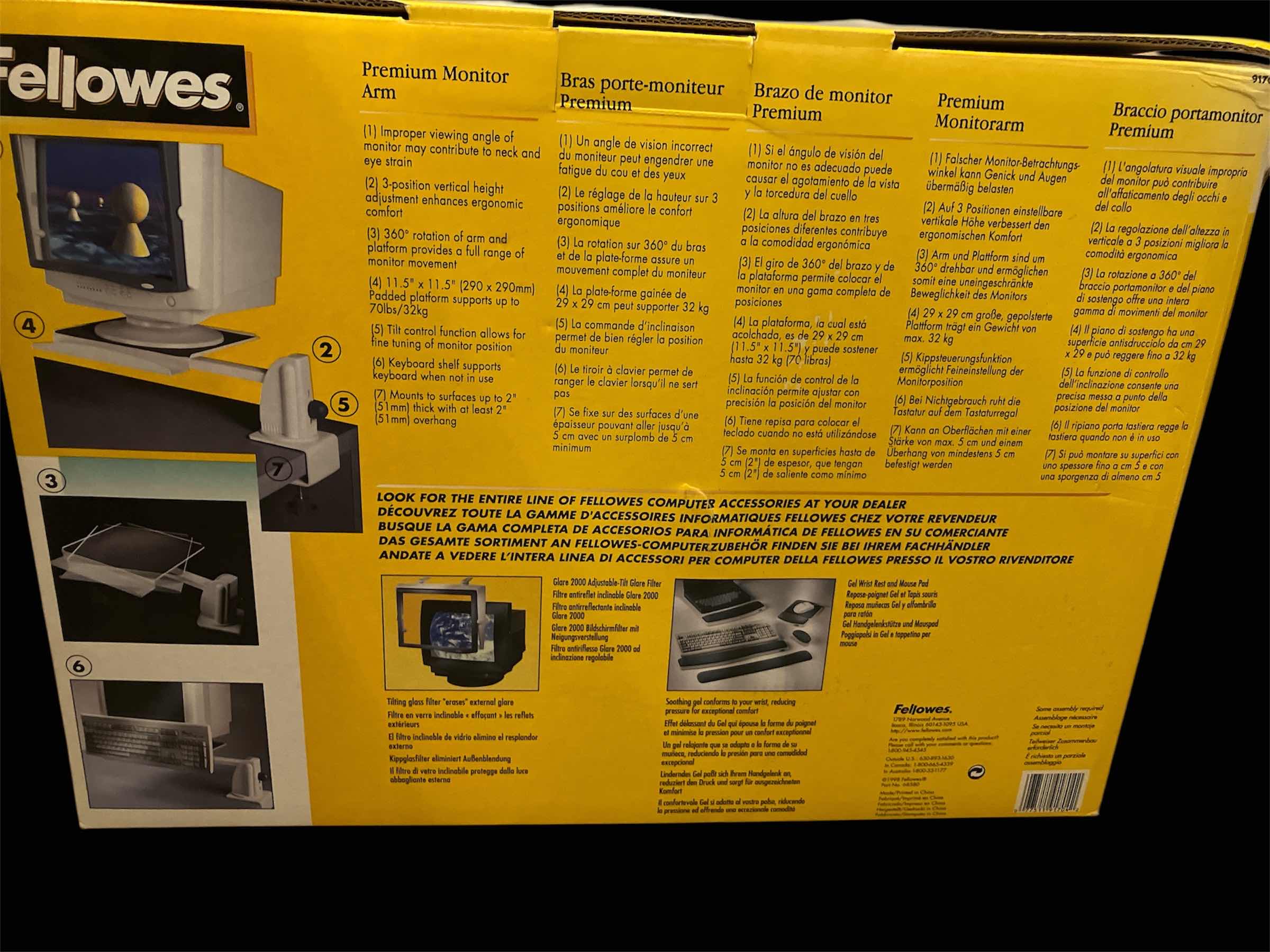 Photo 1 of FELLOWES PREMIUM MONITOR ARM IN ORIGINAL PACKAGING