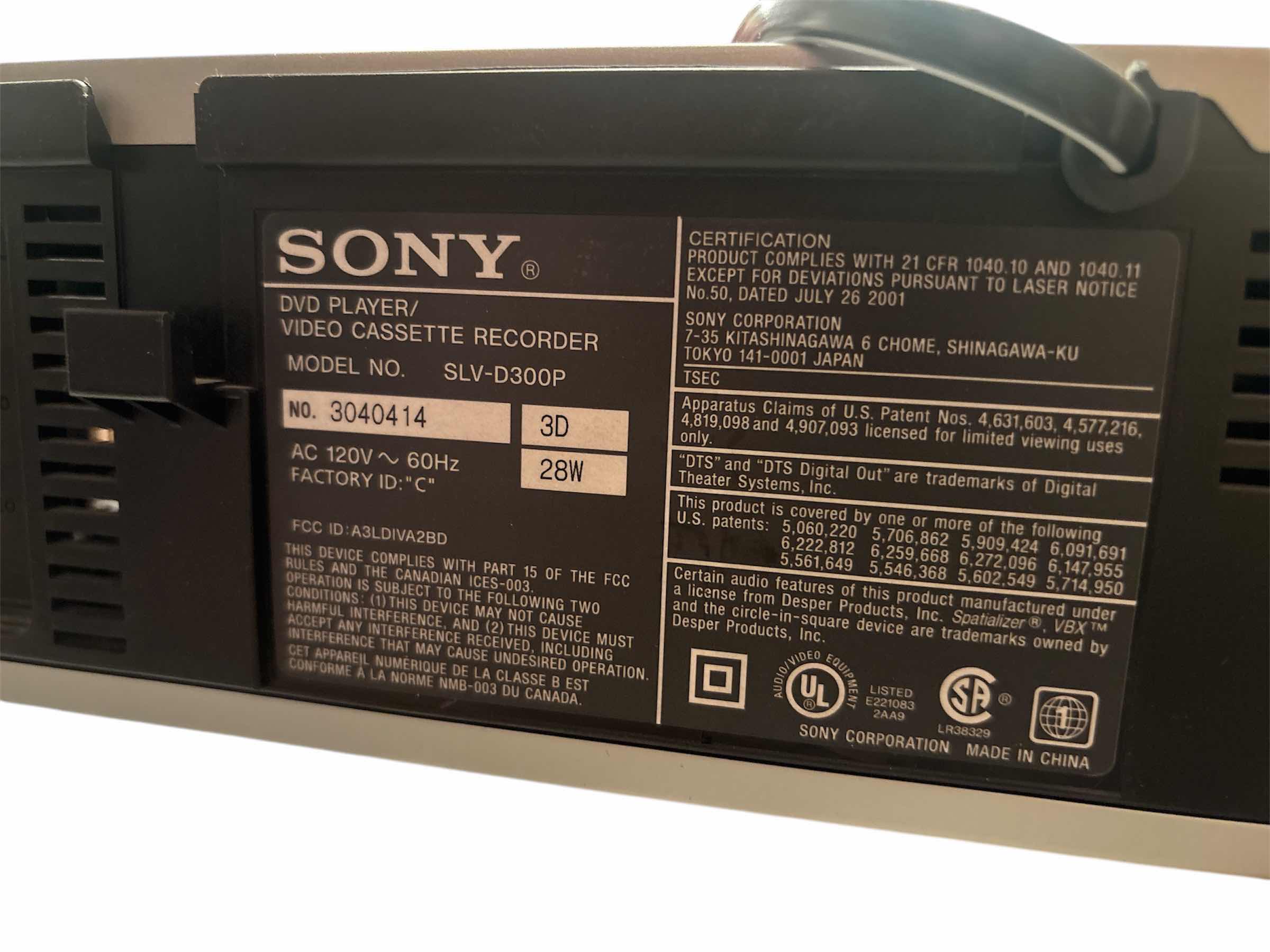 Photo 1 of SONY VHS RECORDER DVD PLAYER