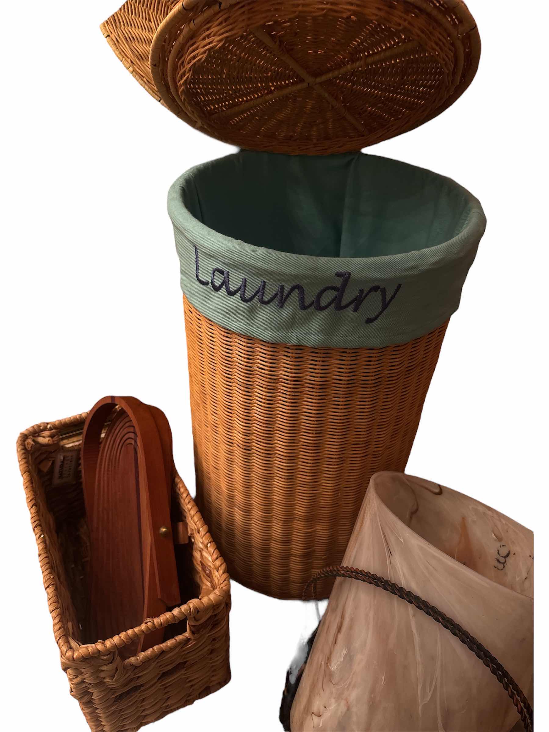 Photo 1 of WICKER LAUNDRY BASKET AND OTHER HOUSEHOLD ORGANIZERS