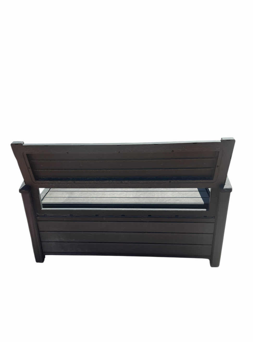Photo 1 of OUTDOOR BENCH WITH STORAGE, VINYL/RESIN, BLACK 
52” X 21” X H36”