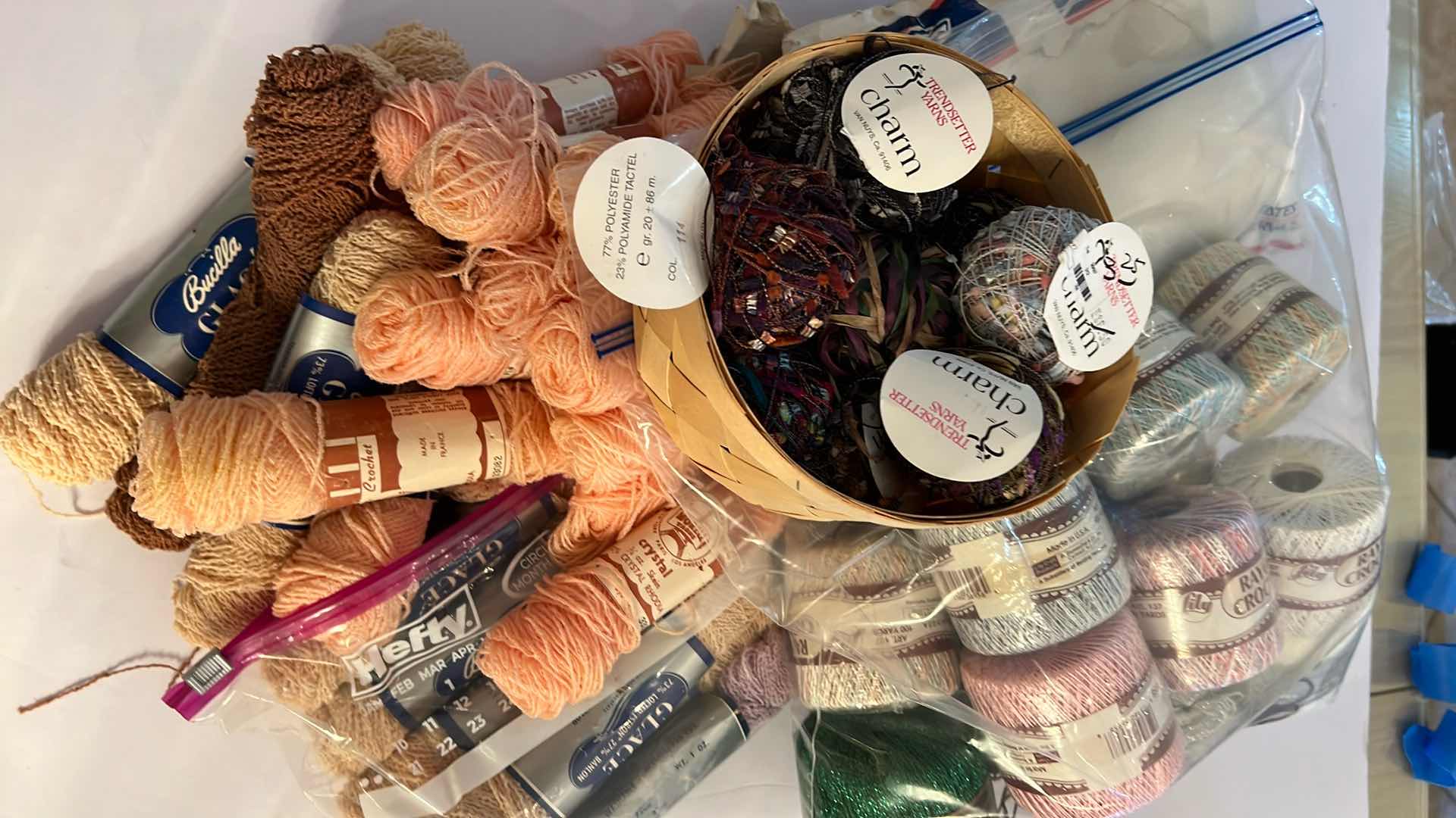Photo 1 of BAG OF YARN, FEATHER YARNS EMBROIDERY  THREAD