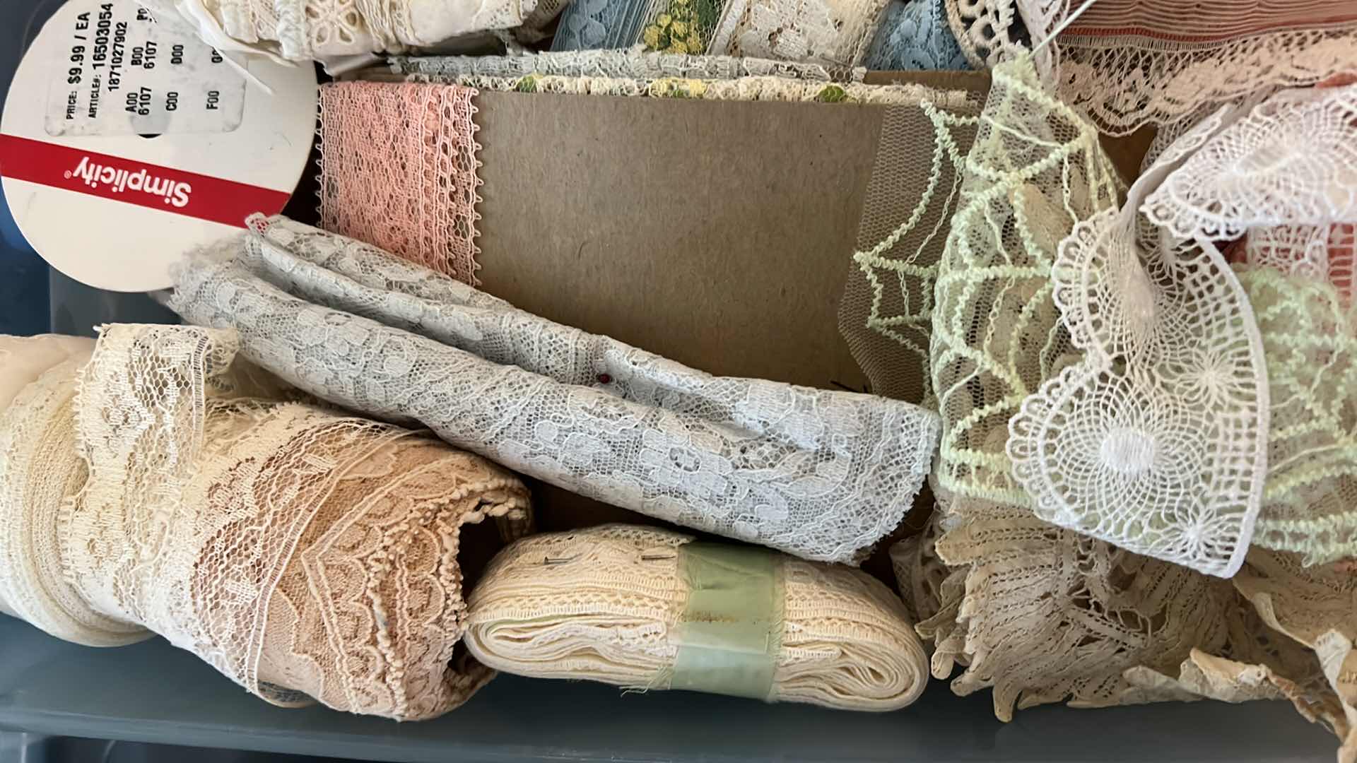 Photo 1 of 3 - PLASTIC BOXES OF FALL CRAFT SUPPLIES, LACE TRIM AND MORE