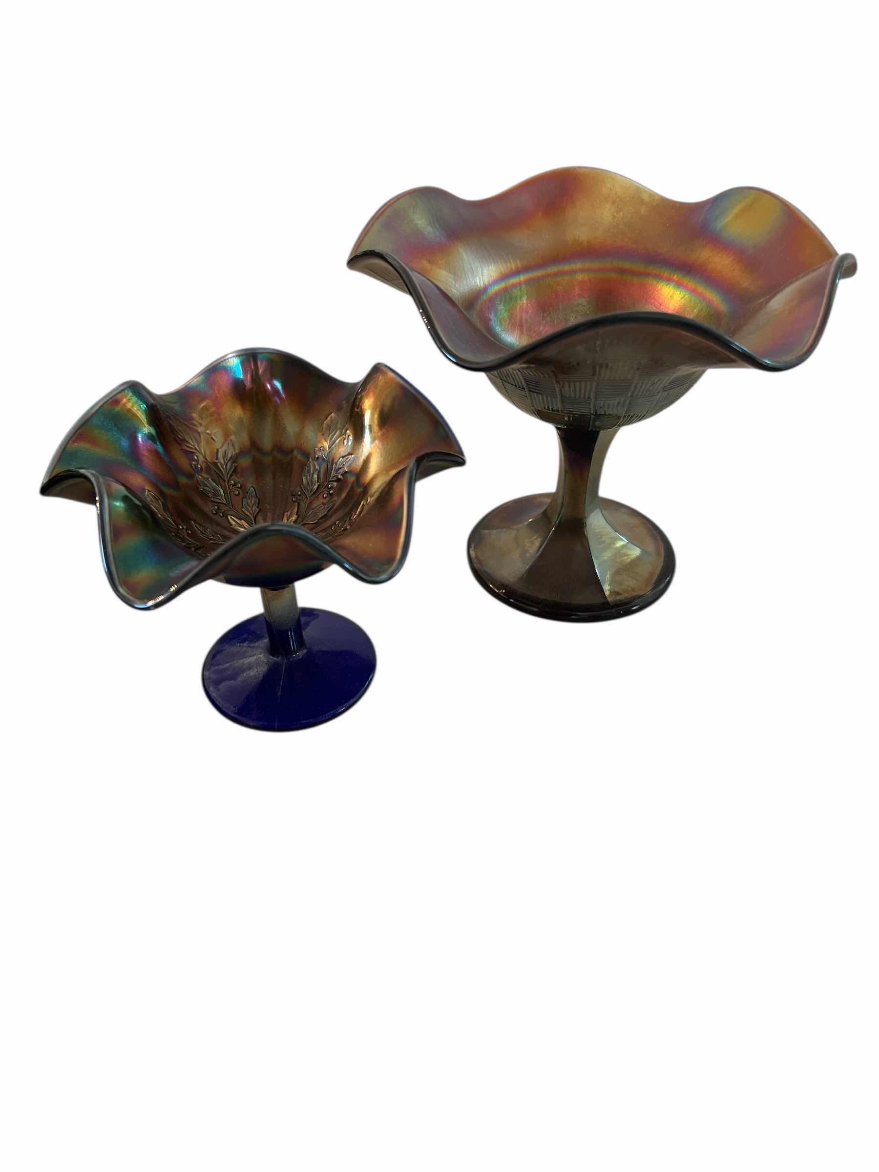 Photo 1 of FENTON VINE AND LEAF BOWL PURPLE AND 2 - STEMMED BOWLS