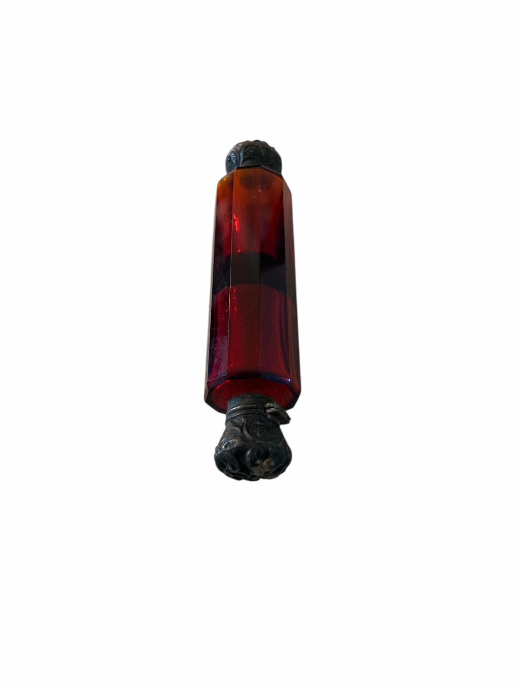 Photo 1 of ANTIQUE RUBY DOUBLE
ENDED PERFUME BOTTLE - 5”